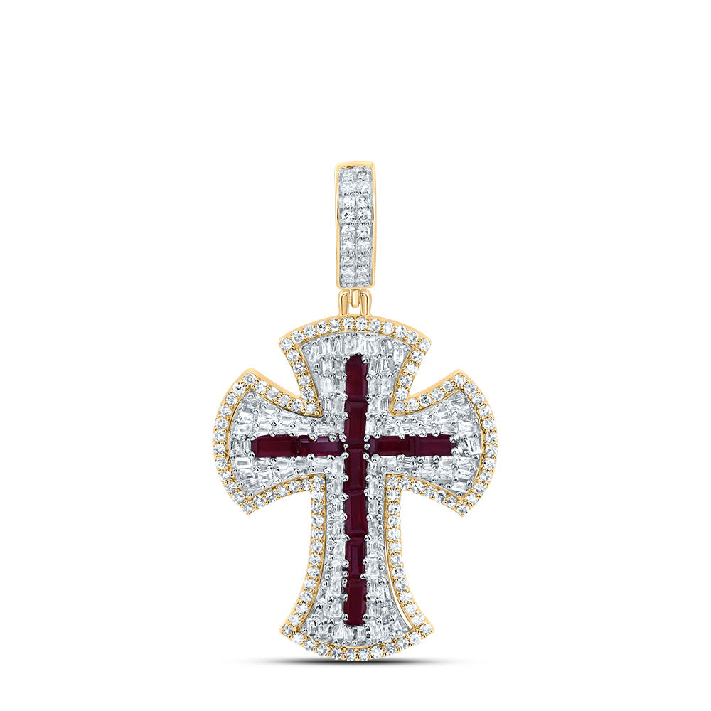 1Ctw-Dia Nk 1Ct-Bag-Ru Nat Gem Cross Mens Charm (4.34 grams)