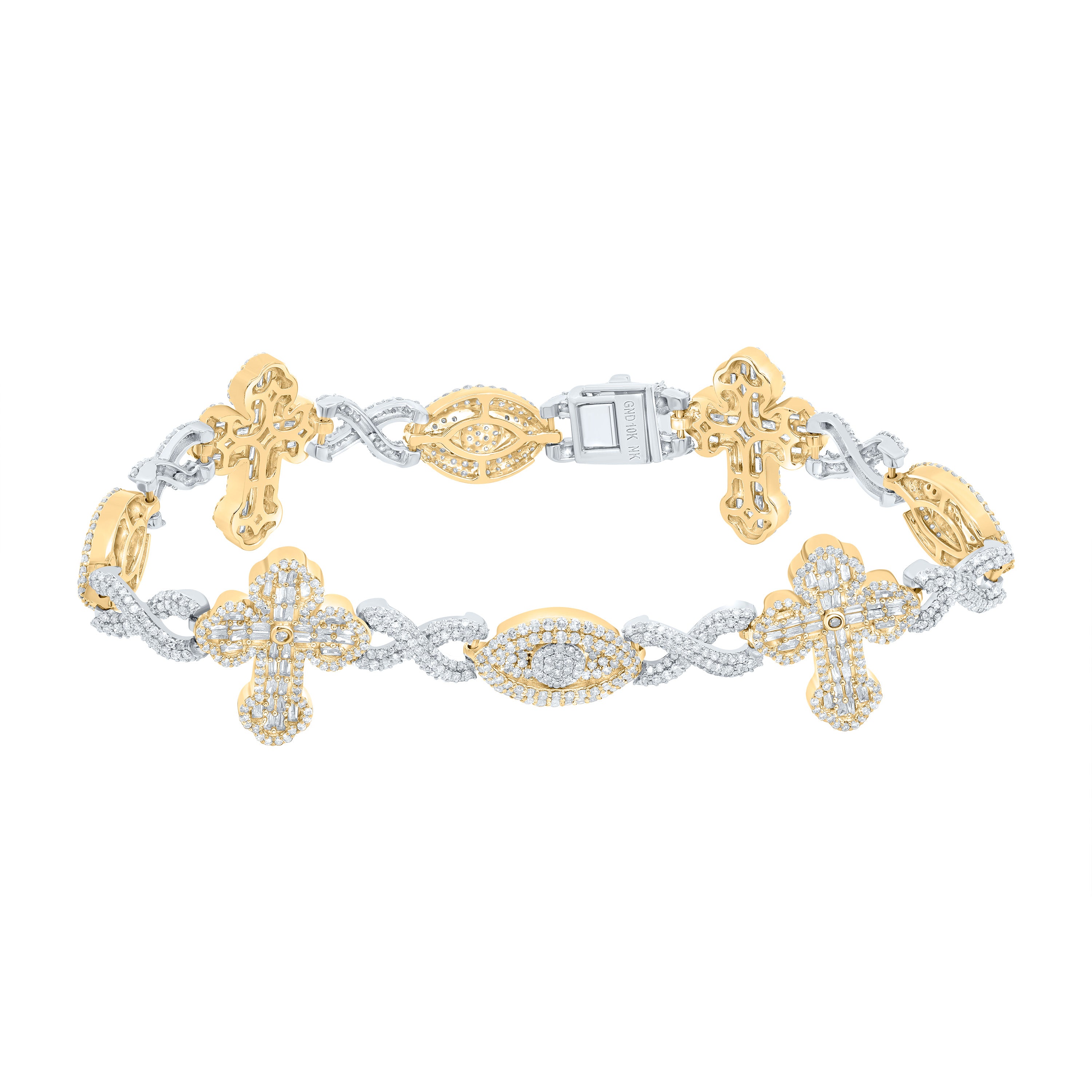 5 3/8Ctw-Nat Dia Nk Cross Infinity Mens Bracelet (8 Inch) (18.365 grams)