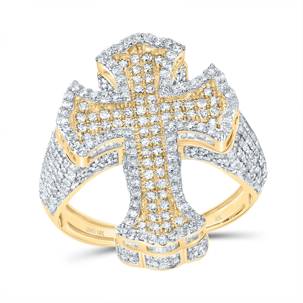 2 5/8Ctw-Dia Nk Crome Cross Mens Ring (6.81 grams)