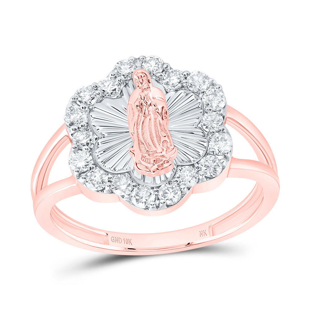 1/2Ctw-Dia Nk Fashion Virgin Mother Mary Flower Ladies Ring (2.73 grams)