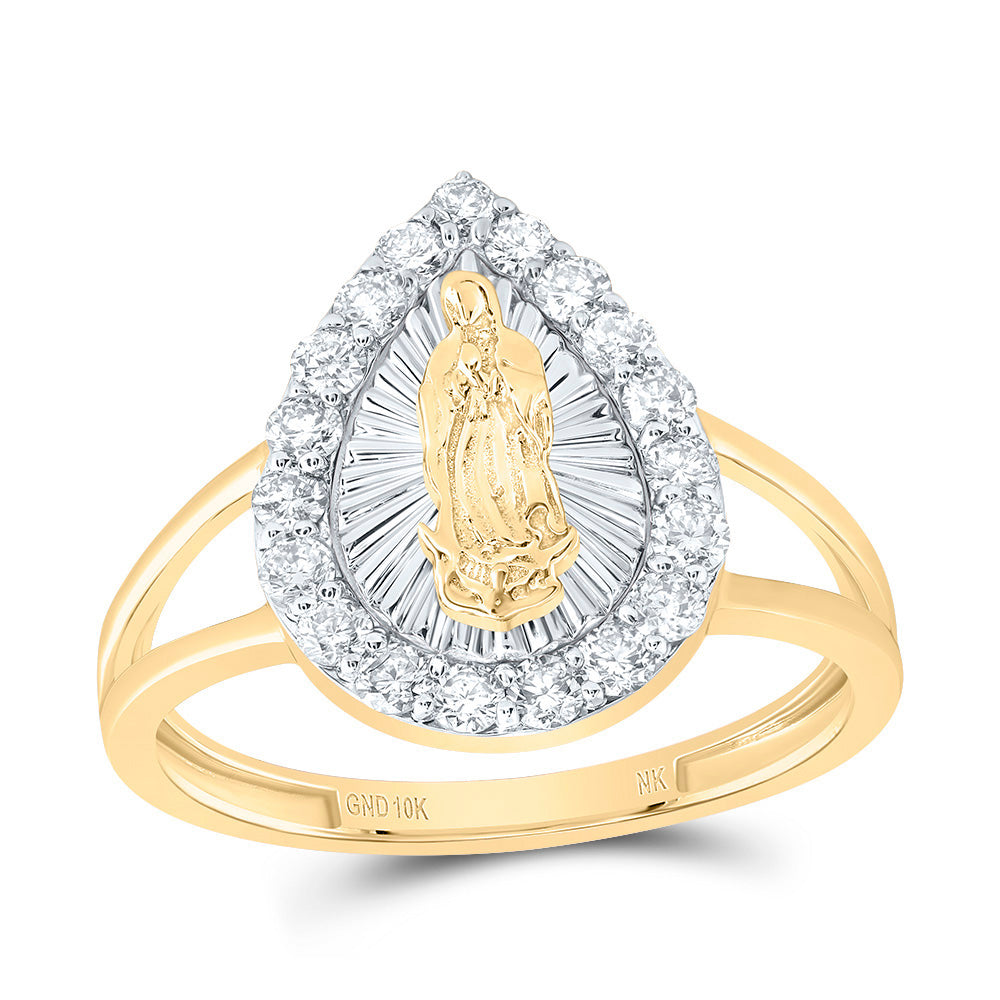 1/2Ctw-Dia Nk Fashion Virgin Mother Mary Pear Ladies Ring (2.58 grams)