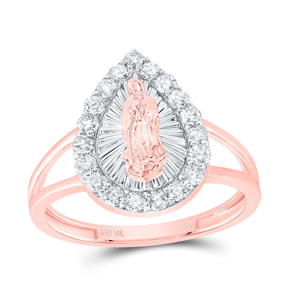 1/2Ctw-Dia Nk Fashion Virgin Mother Mary Pear Ladies Ring (2.66 grams)