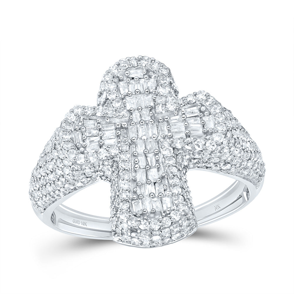 1 7/8Ctw-Dia Nk Crome Cross Mens Ring (4.35 grams)