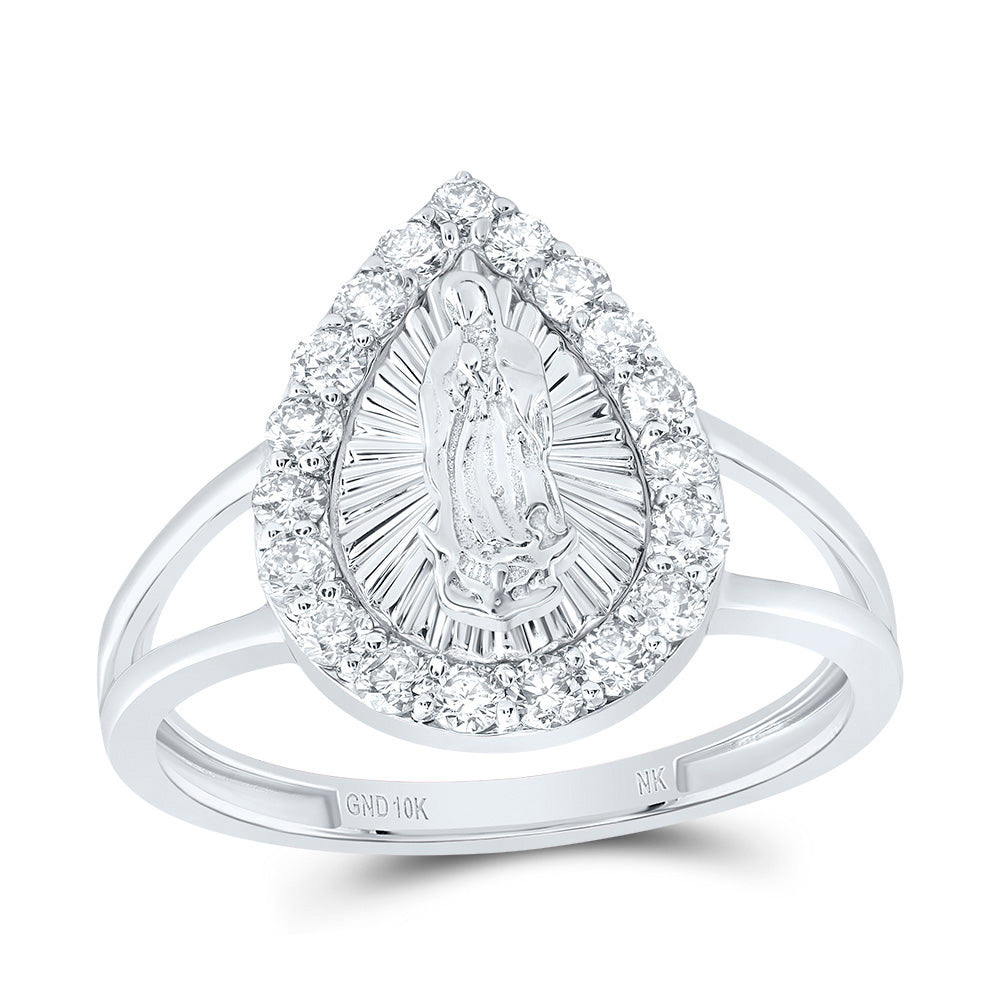 1/2Ctw-Dia Nk Fashion Virgin Mother Mary Pear Ladies Ring (2.73 grams)