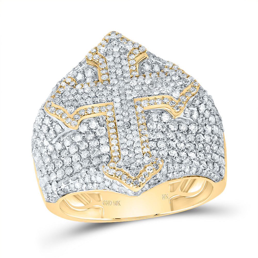 2 1/2Ctw-Dia Nk Cross Mens Ring (7.09 grams)