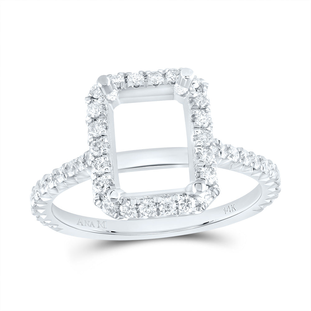 1/2Ctw-Dia Ana M 3Ct-Coct Semi-Mount Single Halo Engagement Ring (3.2 grams)