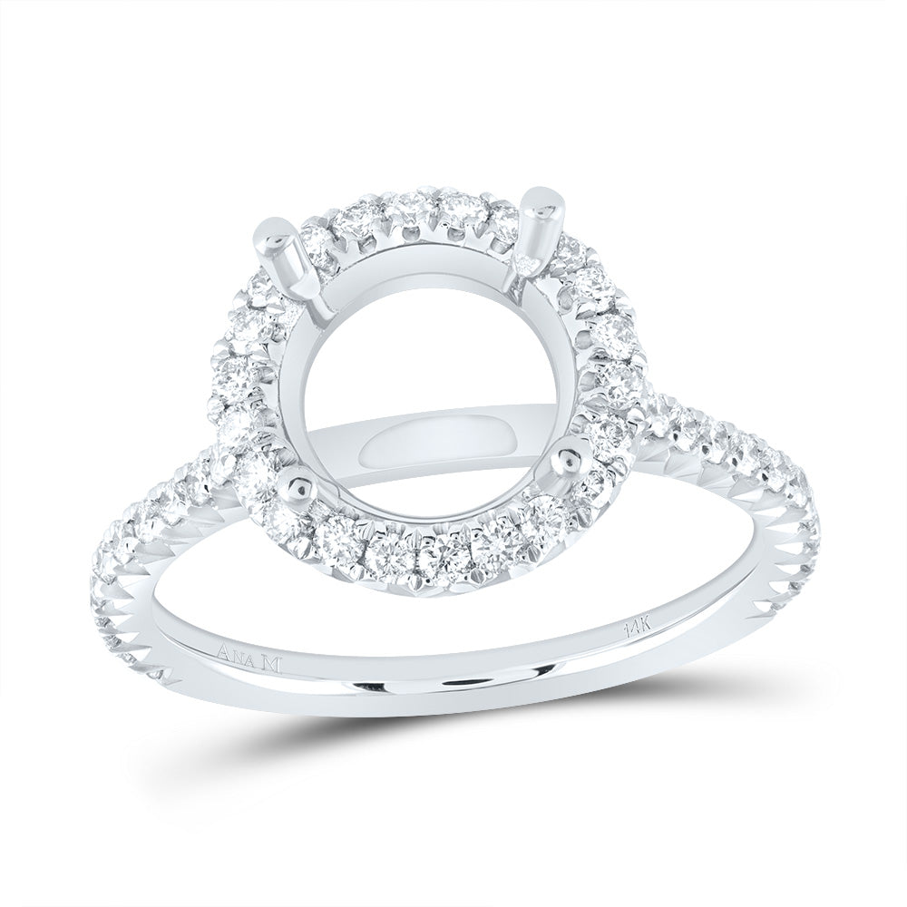 1/2Ctw-Dia Ana M 3 1/4Ct-Crd Semi-Mount Single Halo Engagement Ring (3.25 grams)