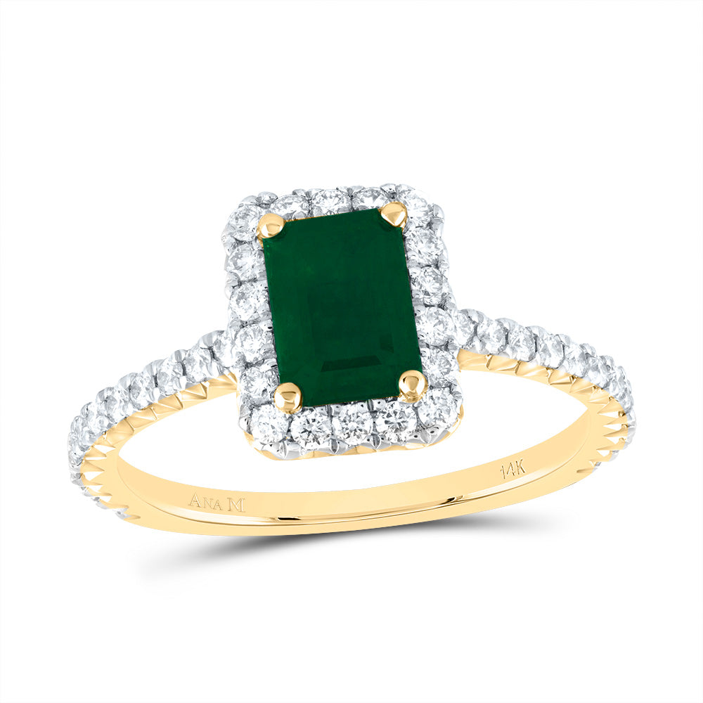 1/2Ctw-Dia Ana M 7X5Mm-Oct-Em Nat Gem Single Halo Engagement Ring (2.8 grams)