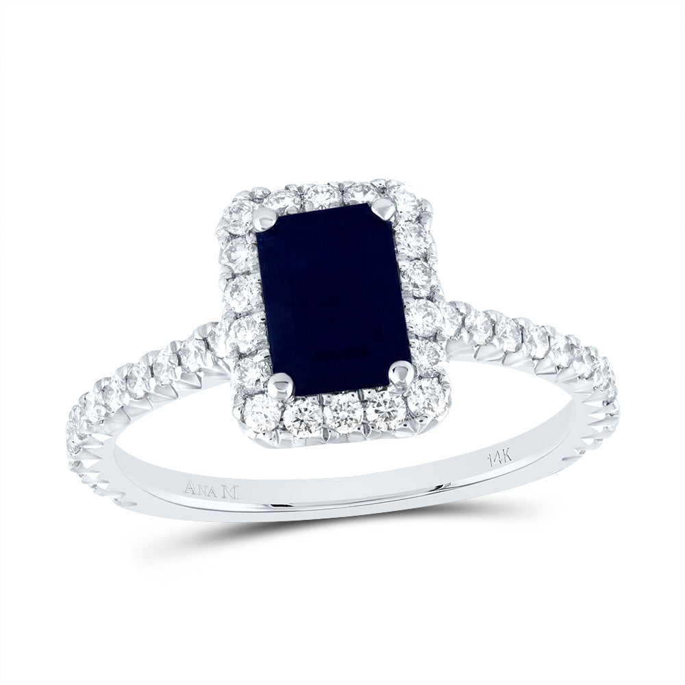 1/2Ctw-Dia Ana M 7X5Mm-Oct-Bs Nat Gem Single Halo Engagement Ring