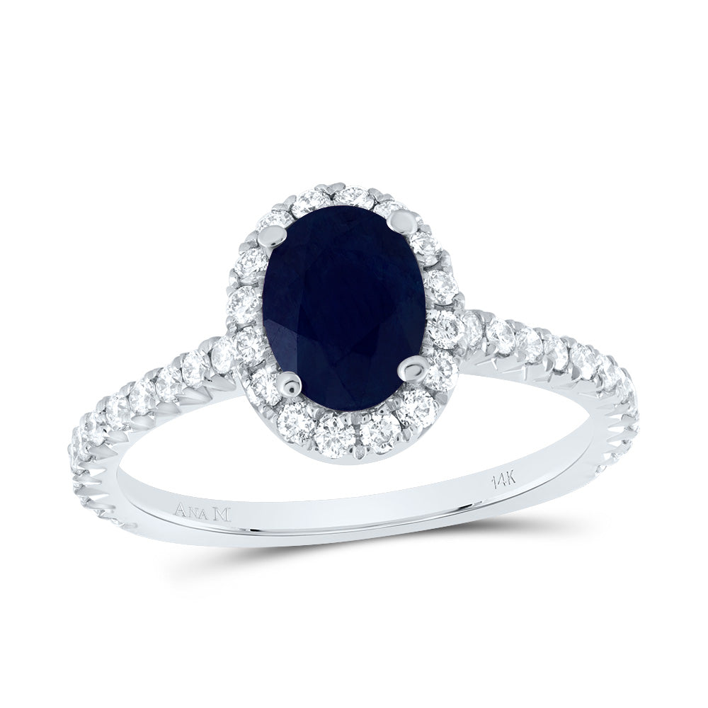 1/2Ctw-Dia Ana M 7.5X5.5Mm-Ov-Bs Nat Gem Single Halo Engagement Ring (2.6 grams)