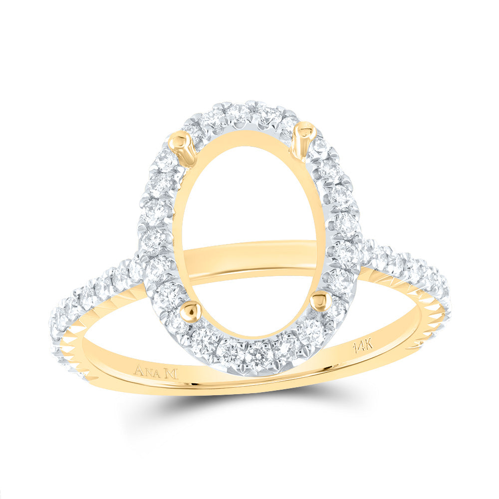 1/2Ctw-Diamond Ana M 3 7/8Ct-Cov Semi-Mount Single Halo Engagement Ring (3.2 grams)