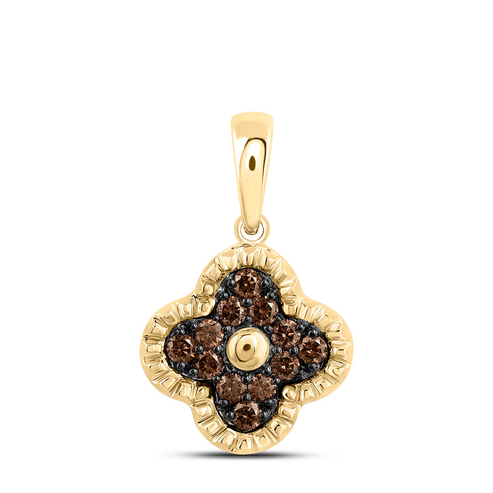 1/5Ctw-Dia Cognac Natural Gift Clover Pendant (1.2352 grams)