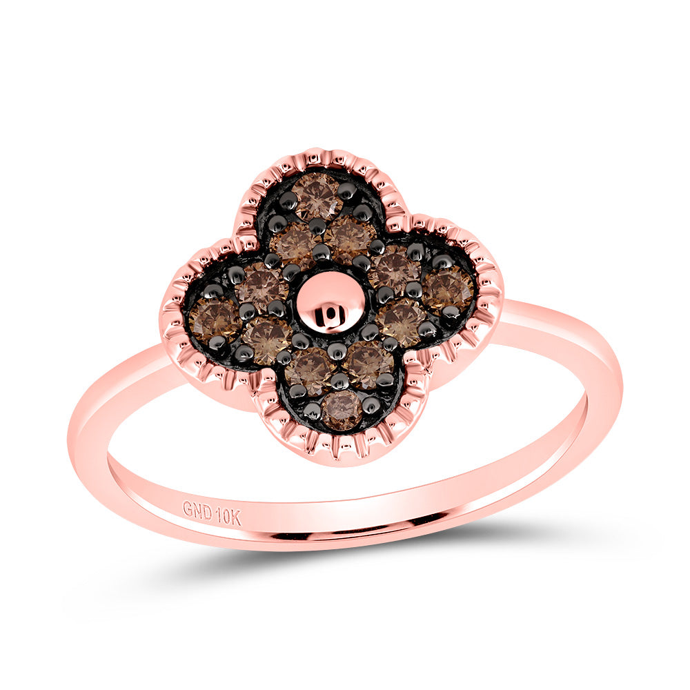 1/3Ctw-Nat Dia Cognac Natural Gift Clover Ring (2.5 grams)