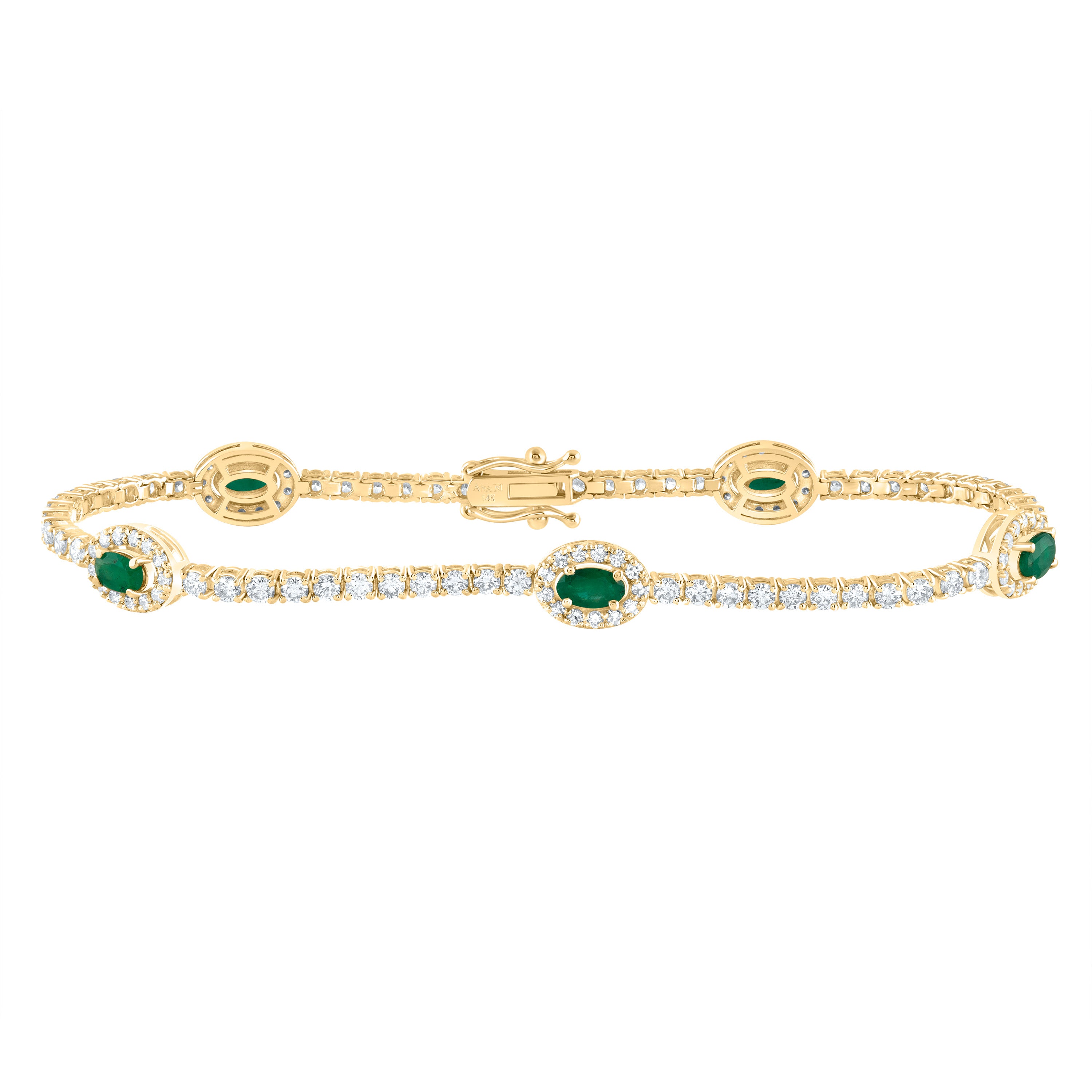 2 1/3Ctw-Nat Dia Ana M 1Ctw Ov-Em Nat Gem Fashion Bracelet (7 Inch) (7.083333 grams)