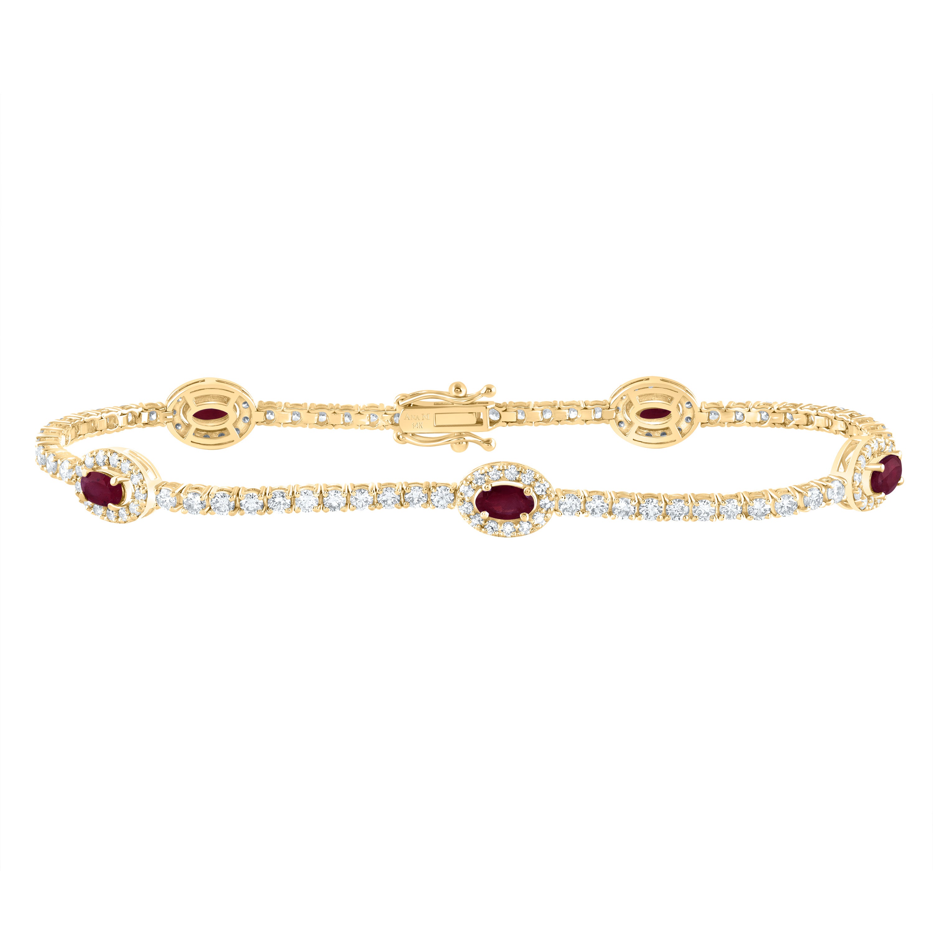 2 1/3Ctw-Nat Dia Ana M 1 1/2Ctw Ov-Ru Nat Gem Fashion Bracelet (7 Inch) (7.195 grams)