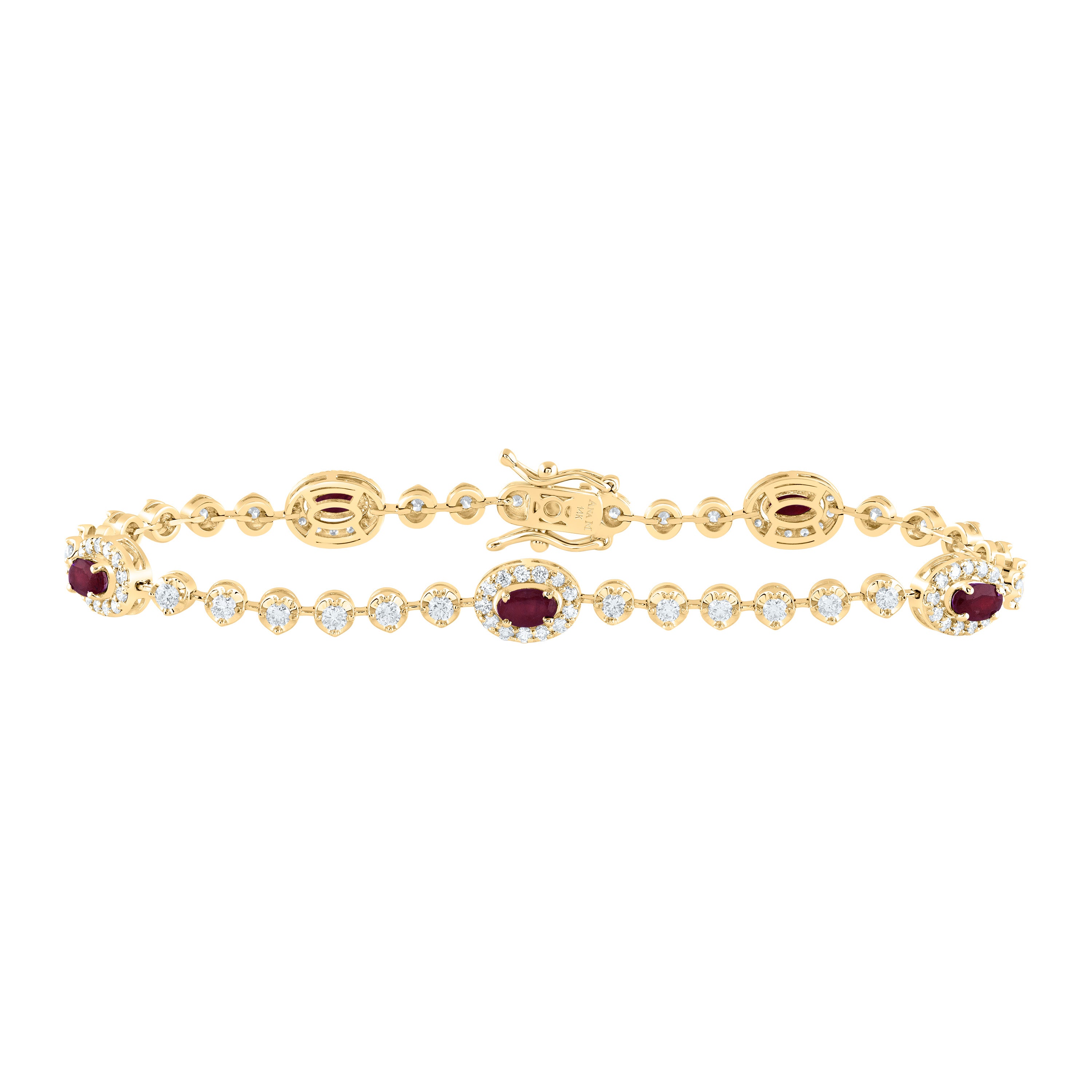 1 1/2Ctw-Nat Dia Ana M 1 3/8Ctw Ov-Ru Nat Gem Fashion Bracelet (7 Inch) (8.69 grams)