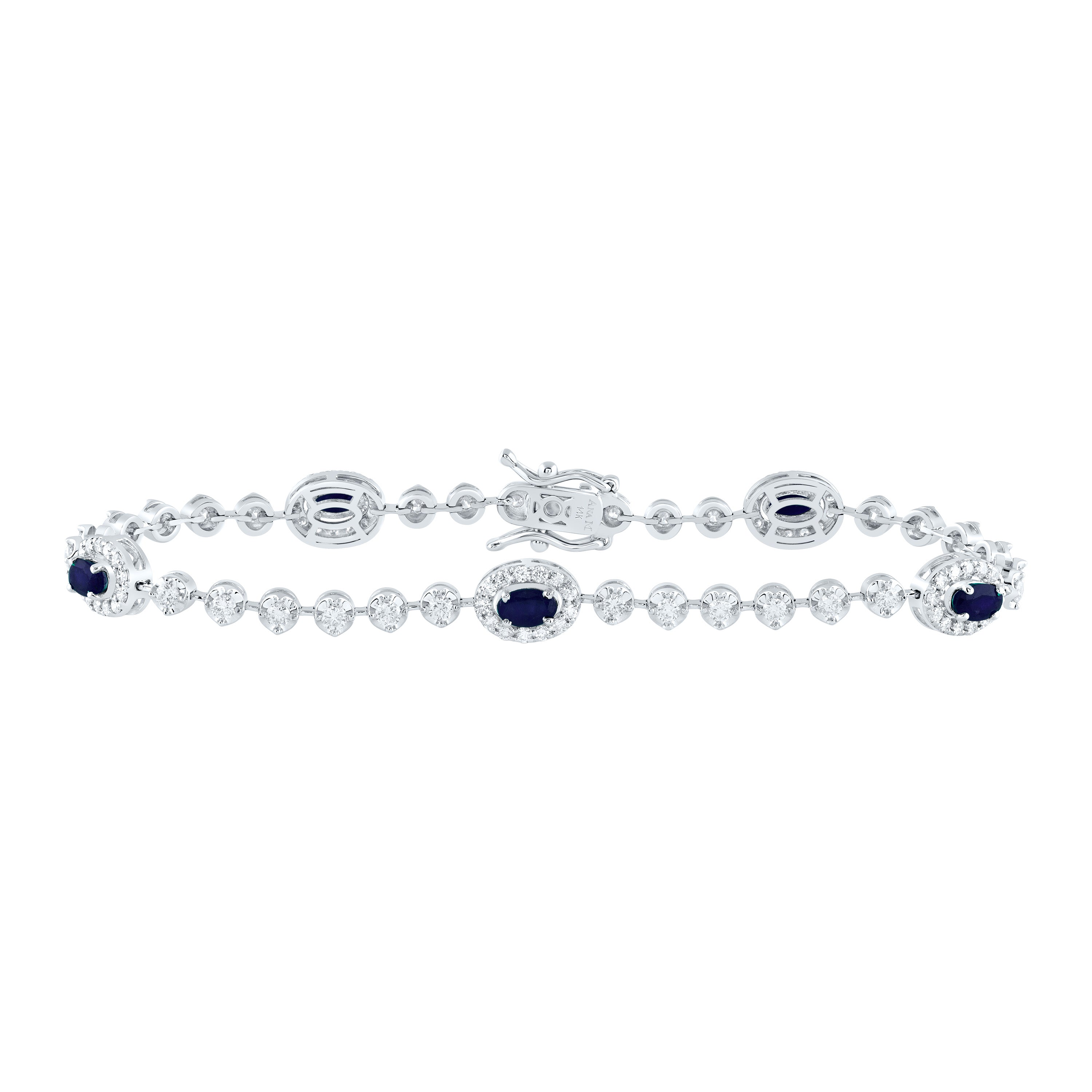 1 1/2Ctw-Nat Diamond Ana M 1 1/2Ctw Ov-Bs Nat Gem Fashion Bracelet (7 Inch) (8.076667 grams)