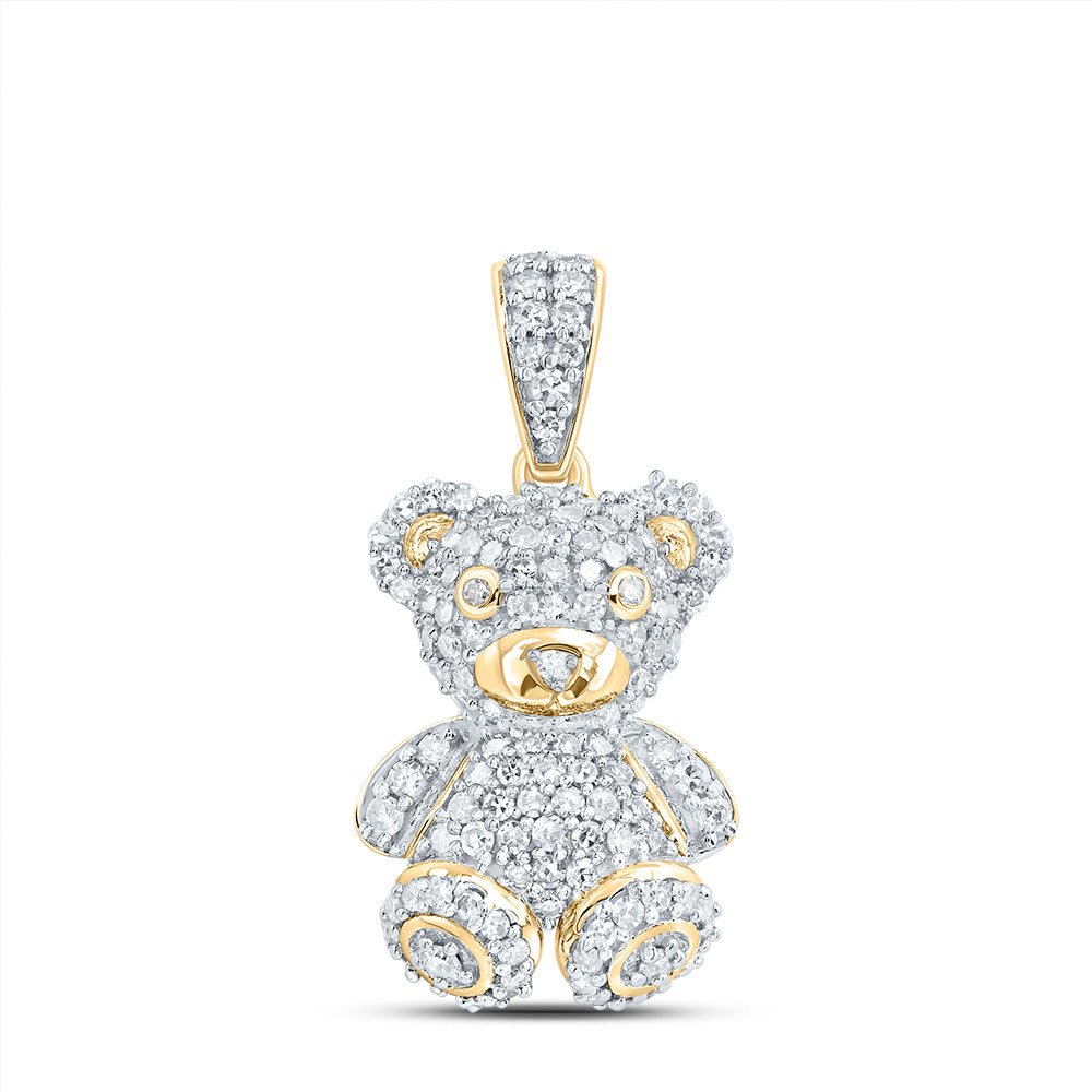 3/8Ctw-Dia Nk Fashion Teddy Bear Pendant (1.493 grams)