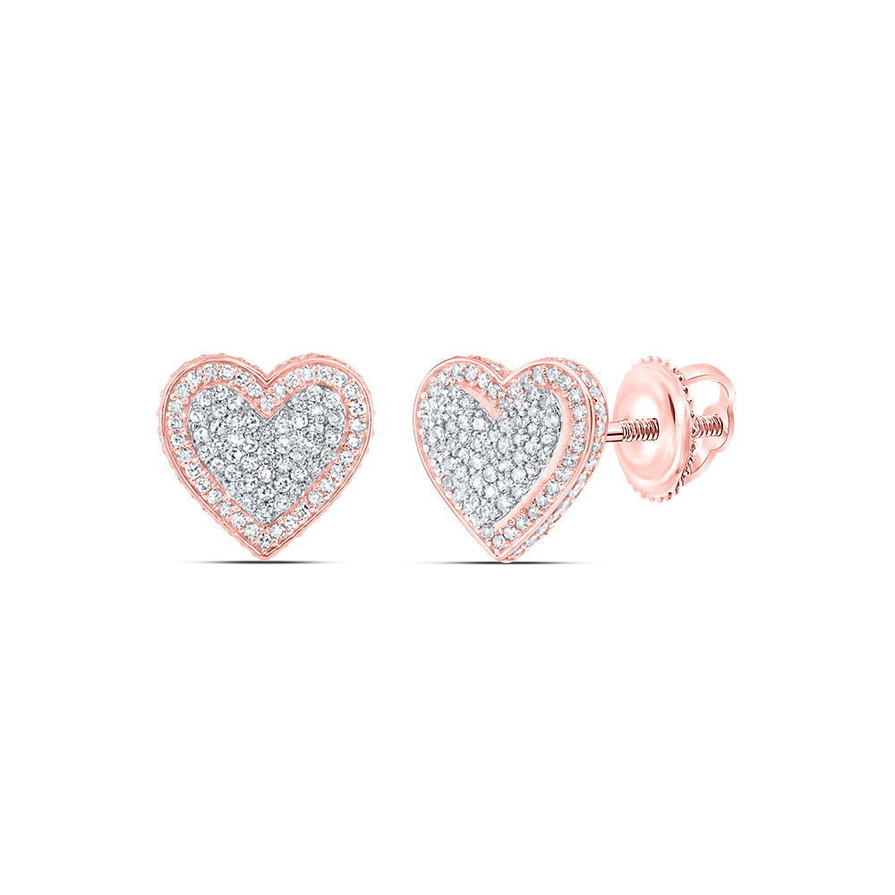 3/4Ctw-Nat Diamond Fashion Heart Stud Earring