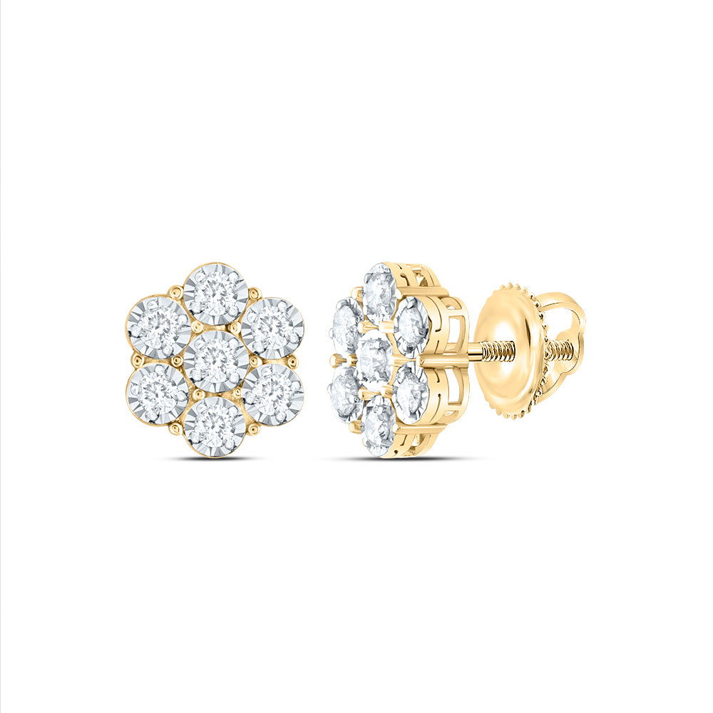 7/8Ctw-Dia Cn Flower Stud Earring