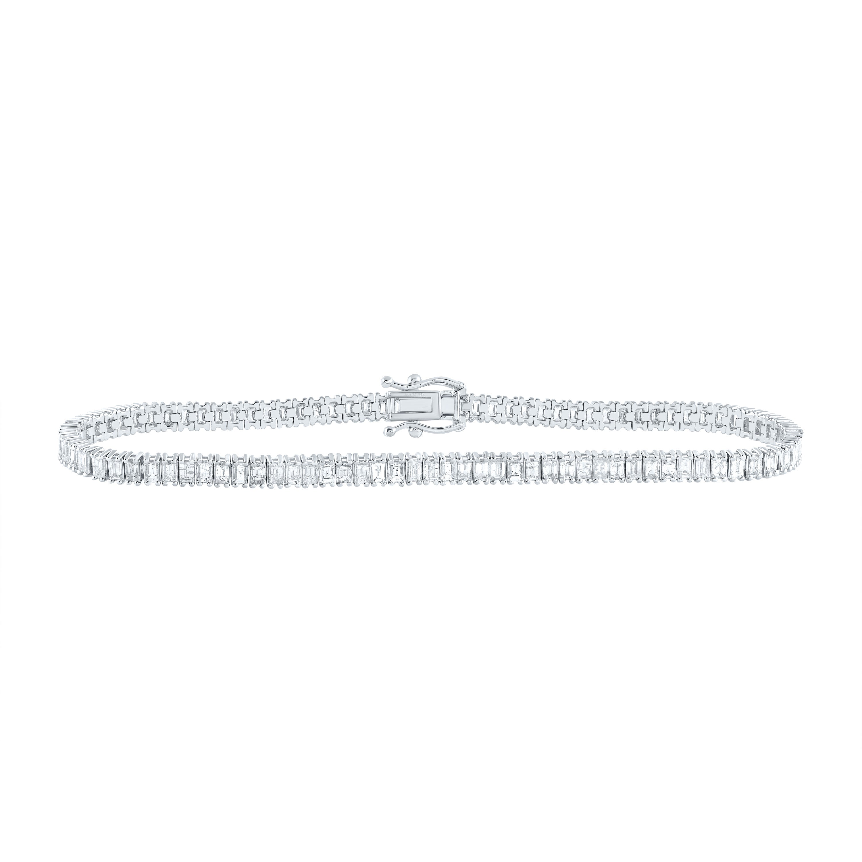 3 1/2Ctw-Nat Dia Ana M Fashion Baguette Tennis Bracelet (7 Inch) (8.57 grams)