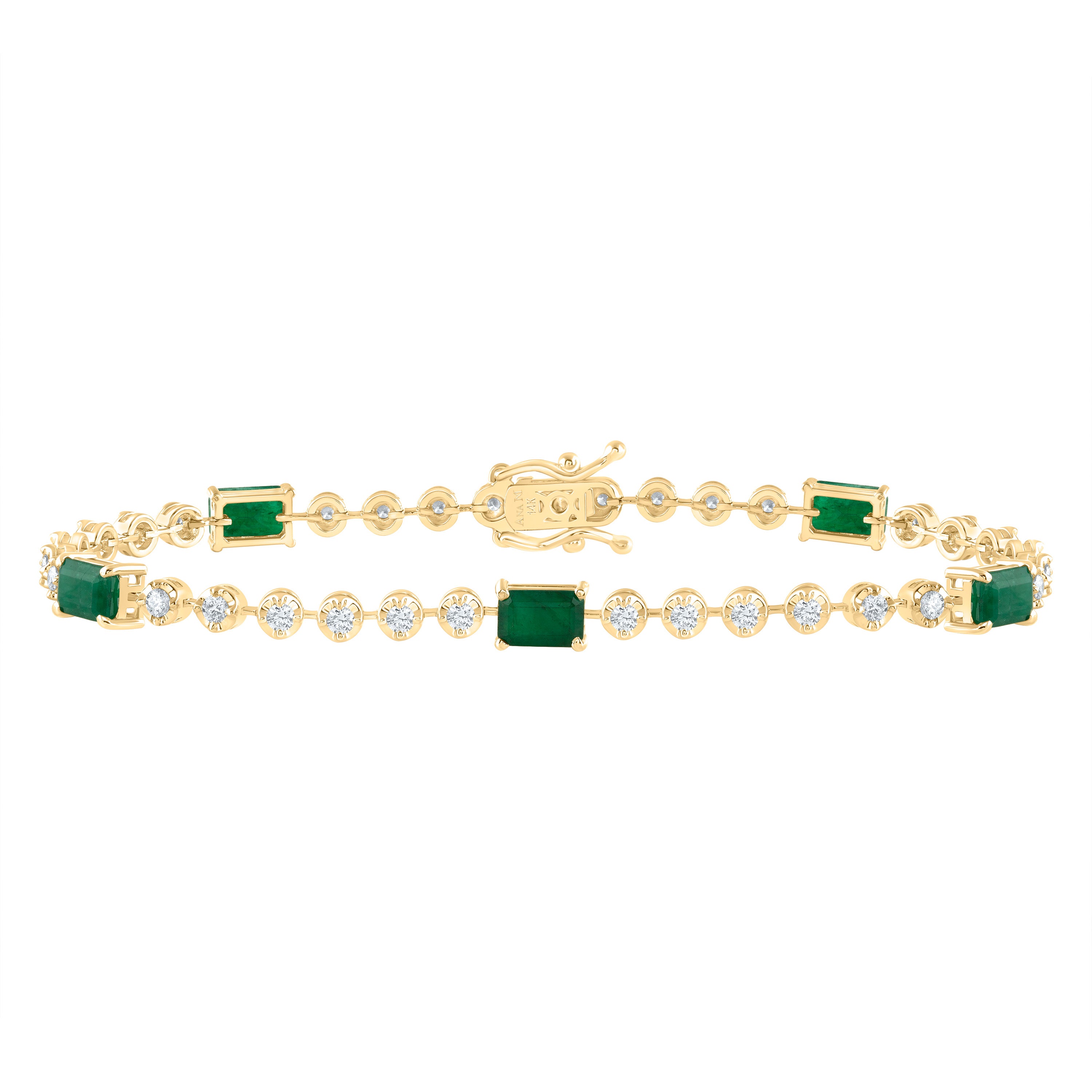 1Ctw-Nat Dia Ana M 2 7/8Ctw Em-Em Nat Gem Fashion Bracelet (7 Inch) (7.59 grams)