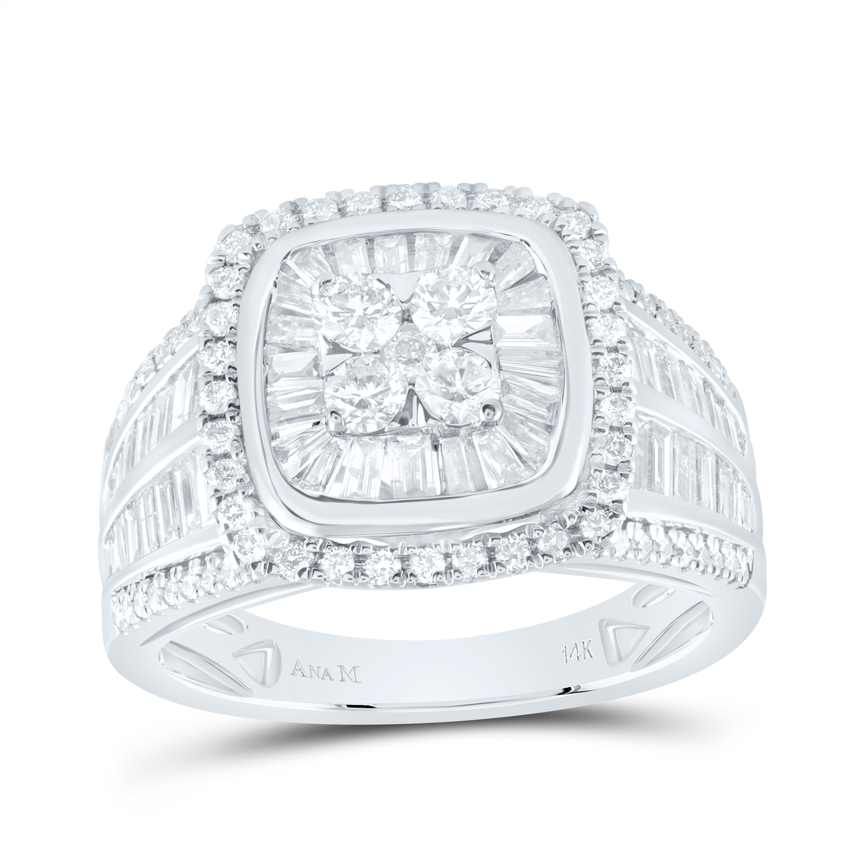 1 5/8Ctw-Dia Ana M Cushion Single Halo Bridal Ring (6.44 grams)