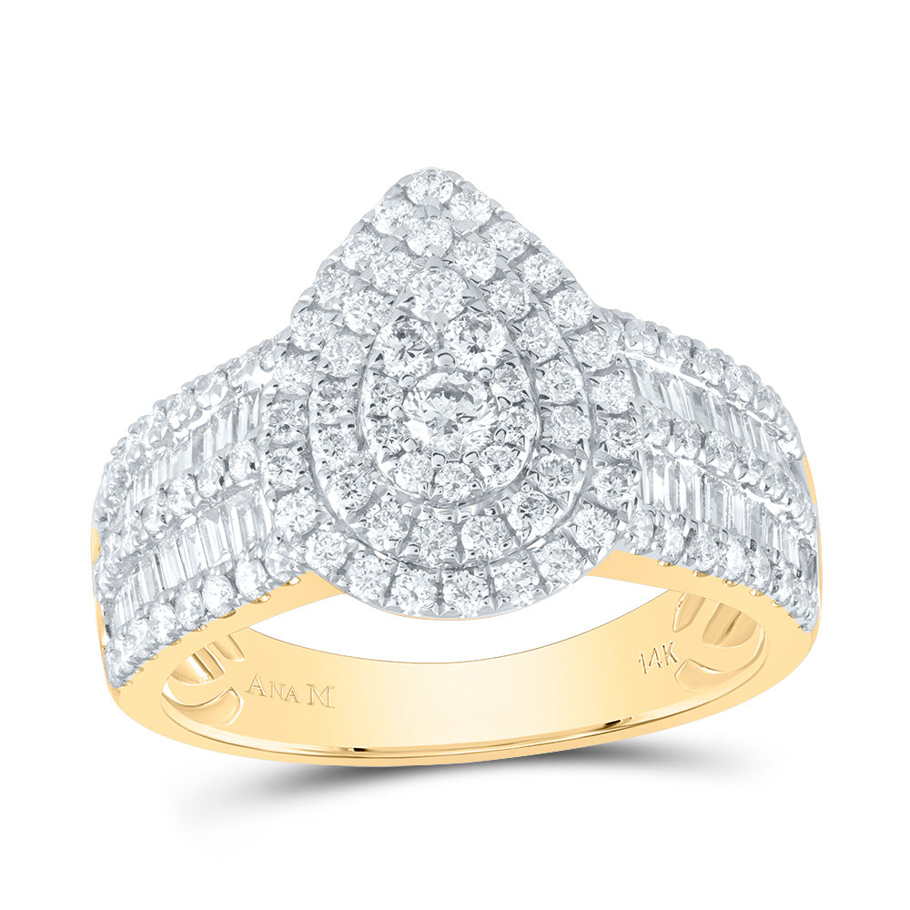 1 3/8Ctw-Dia Ana M Pear Double Halo Bridal Ring (5.27 grams)