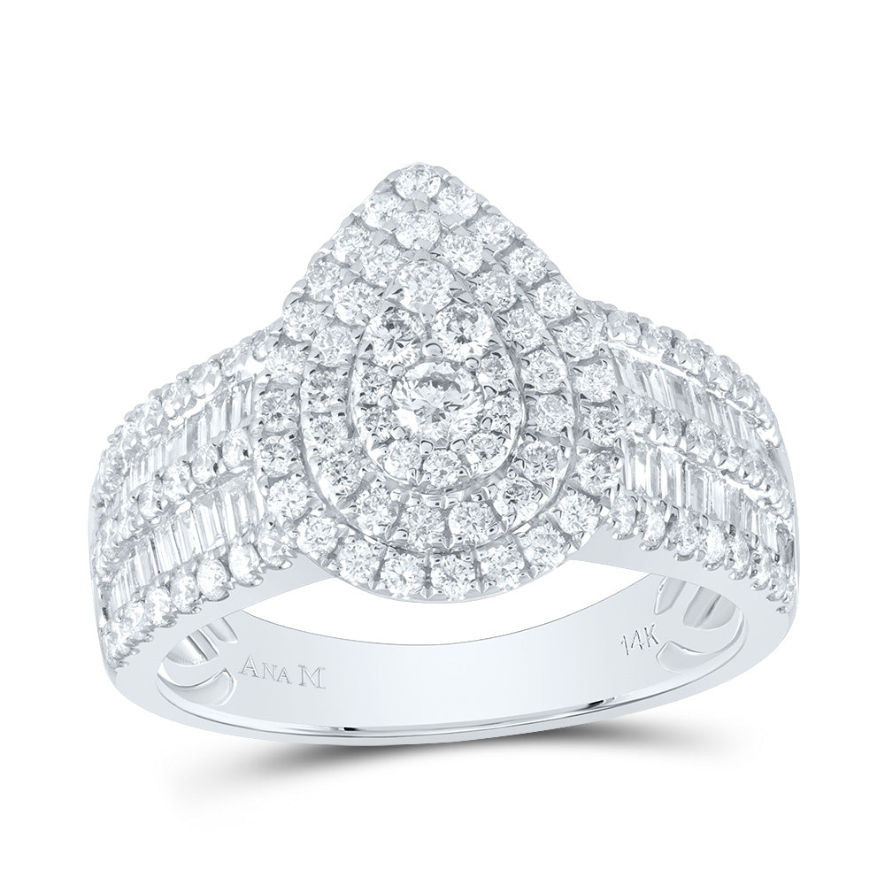 1 3/8Ctw-Dia Ana M Pear Double Halo Bridal Ring (5.2 grams)