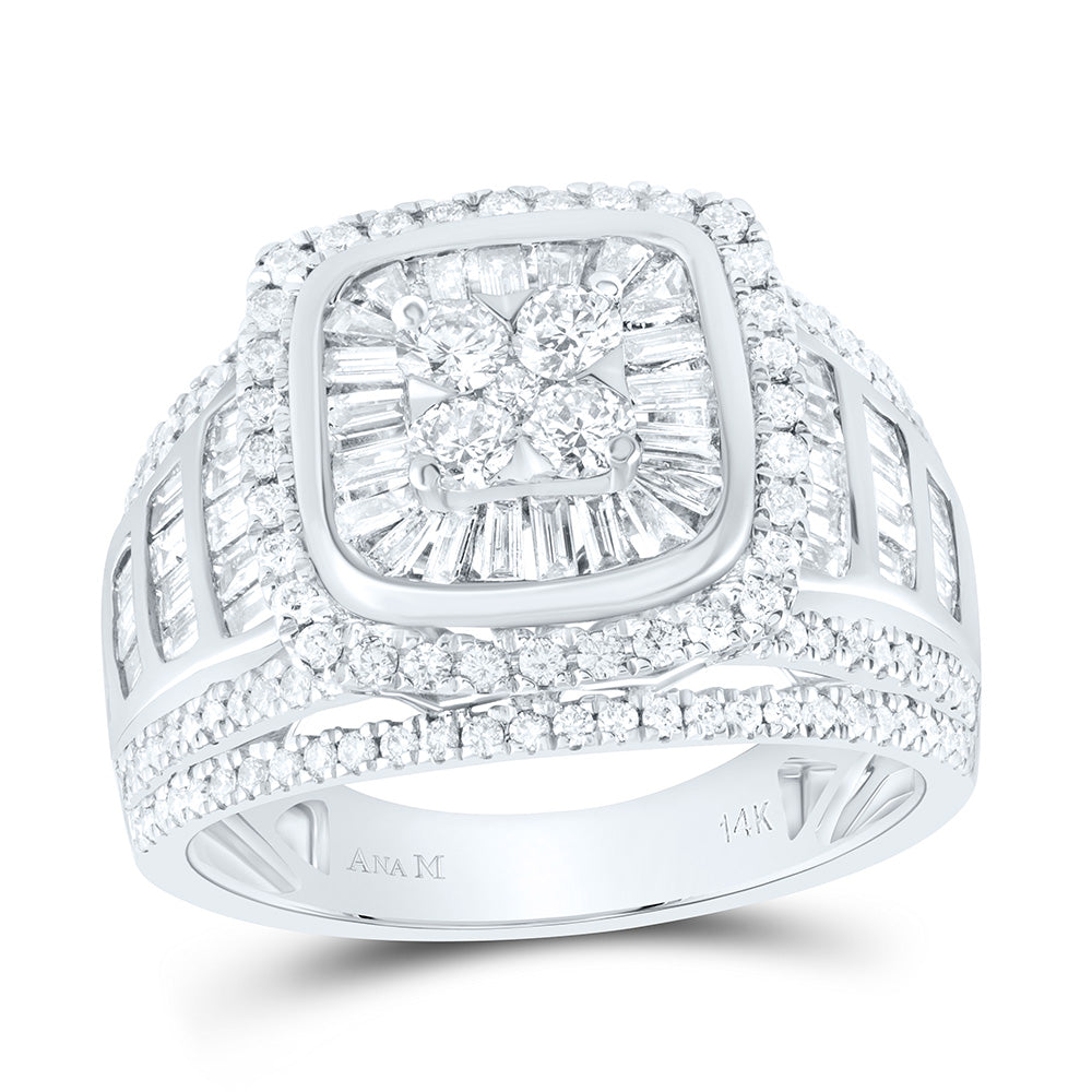 1 7/8Ctw-Dia Ana M Cushion Single Halo Bridal Ring (6.74 grams)