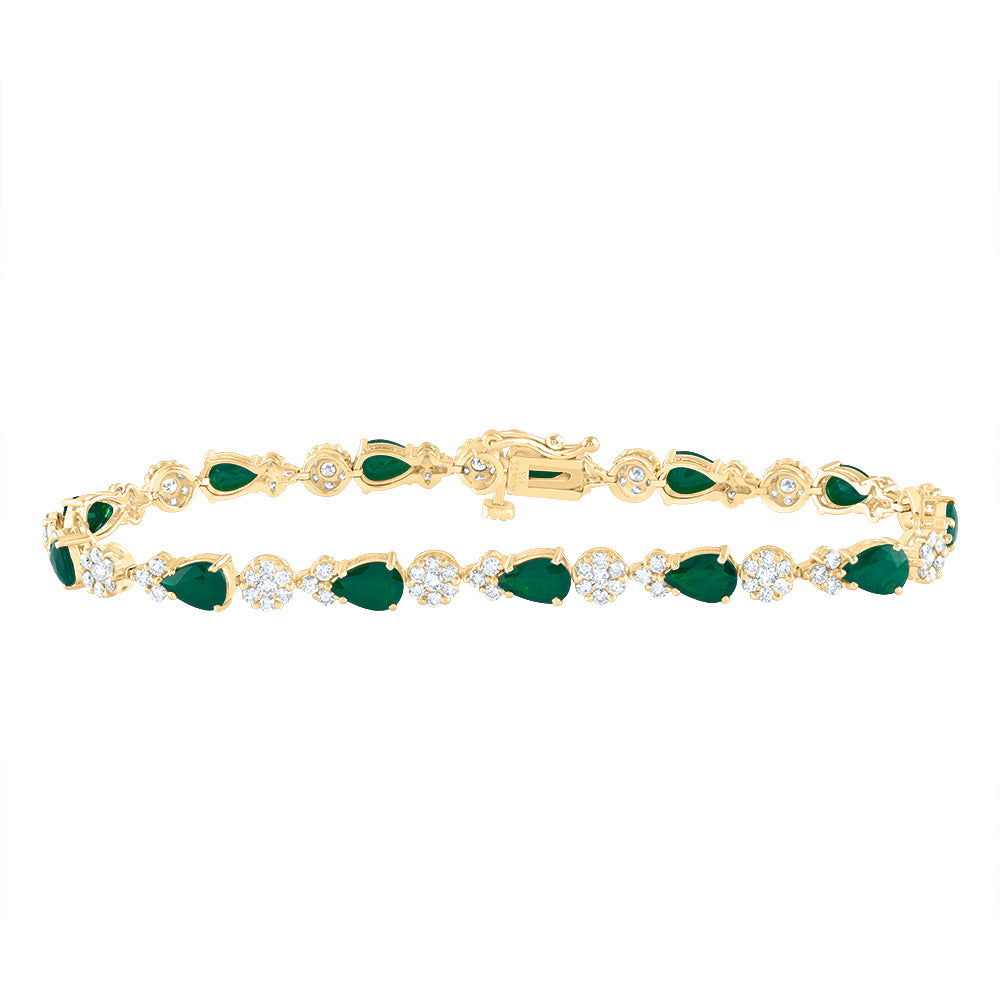 1 5/8Ctw-Nat Dia Ana M 4Ctw Ps-Em Nat Gem Fashion Flower Bracelet (7 Inch) (7.6 grams)