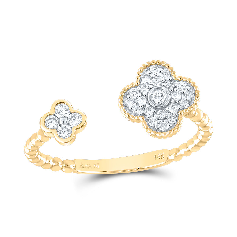 1/5Ctw-Dia Ana M Fashion Clover Ring (1.4 grams)
