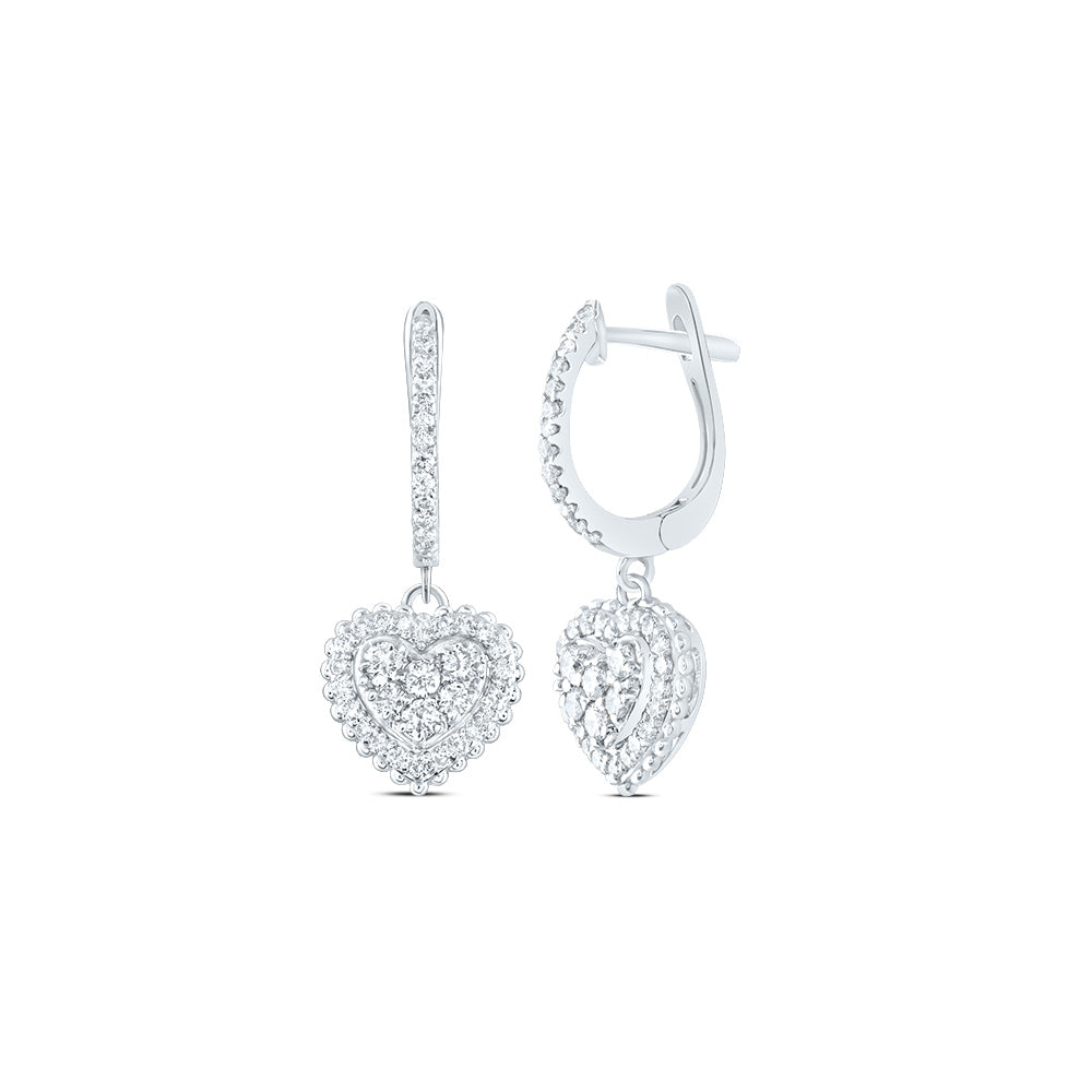 5/8Ctw-Nat Diamond Ana M Fashion Heart Dangling Earring
