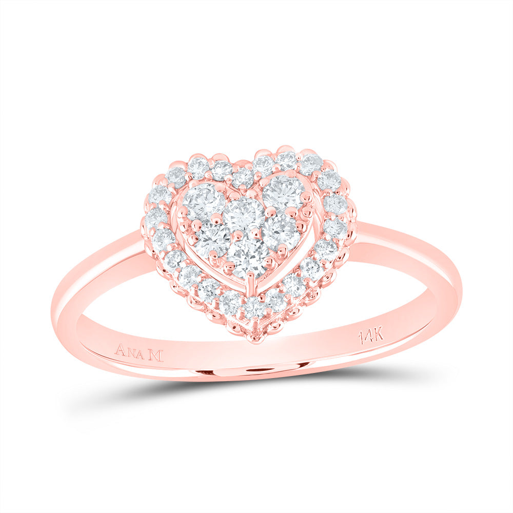 1/3Ctw-Nat Dia Ana M Fashion Heart Ring (2.34 grams)