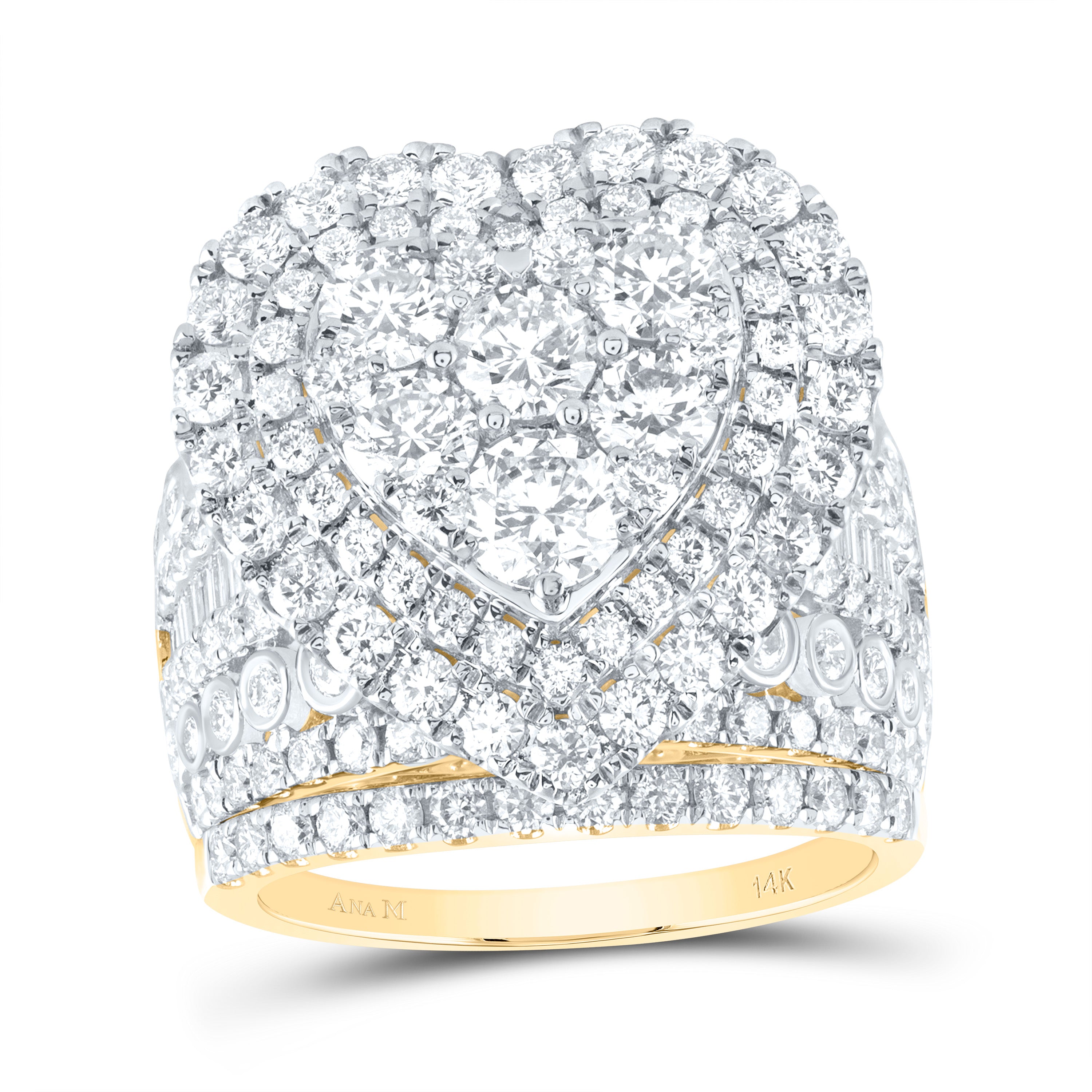 4 3/8Ctw-Nat Dia Ana M Heart Single Halo Bridal Set (11.61 grams)