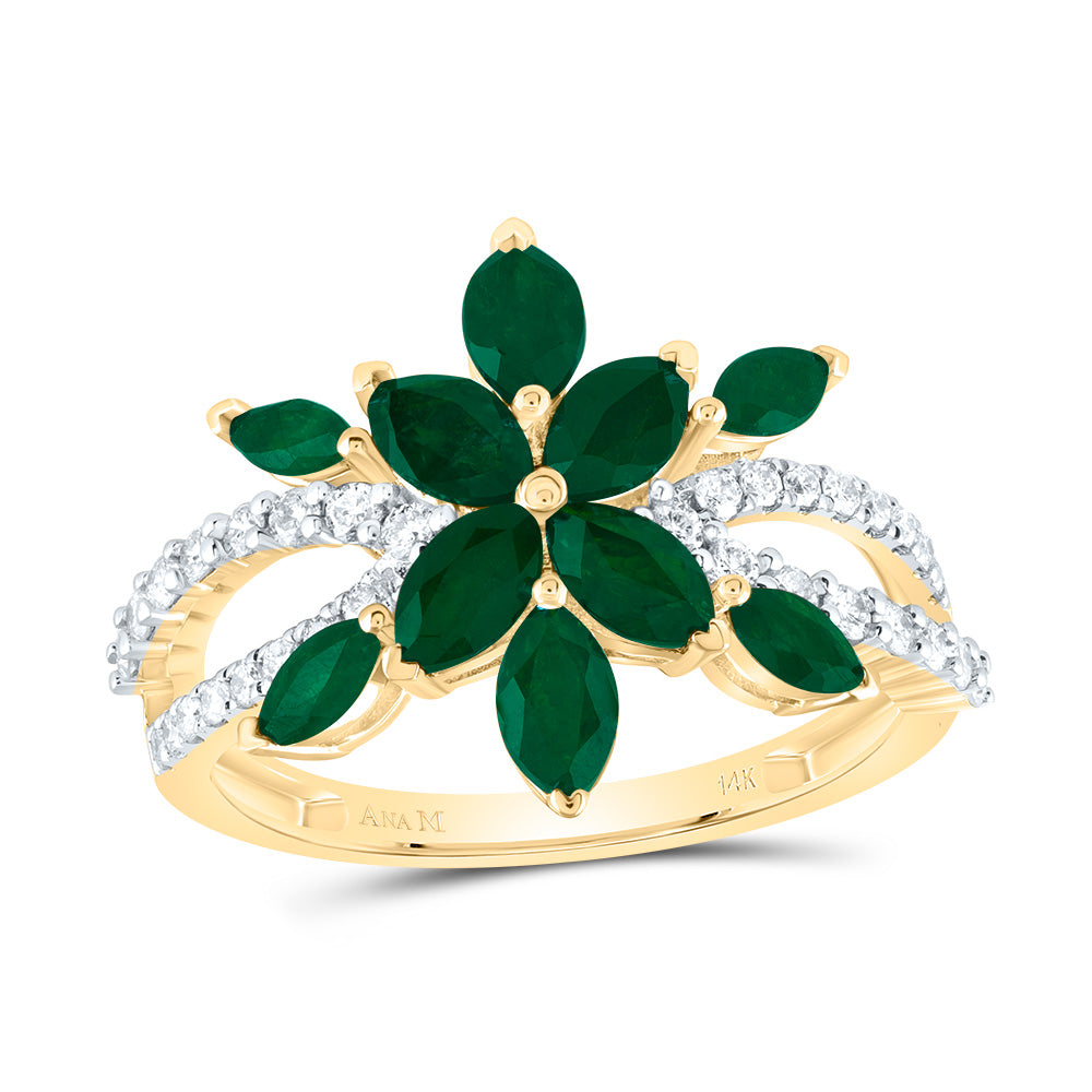 1/3Ctw-Dia Ana M 1 3/8Ctw-Mq-Em Nat Gem Ring (2.76 grams)