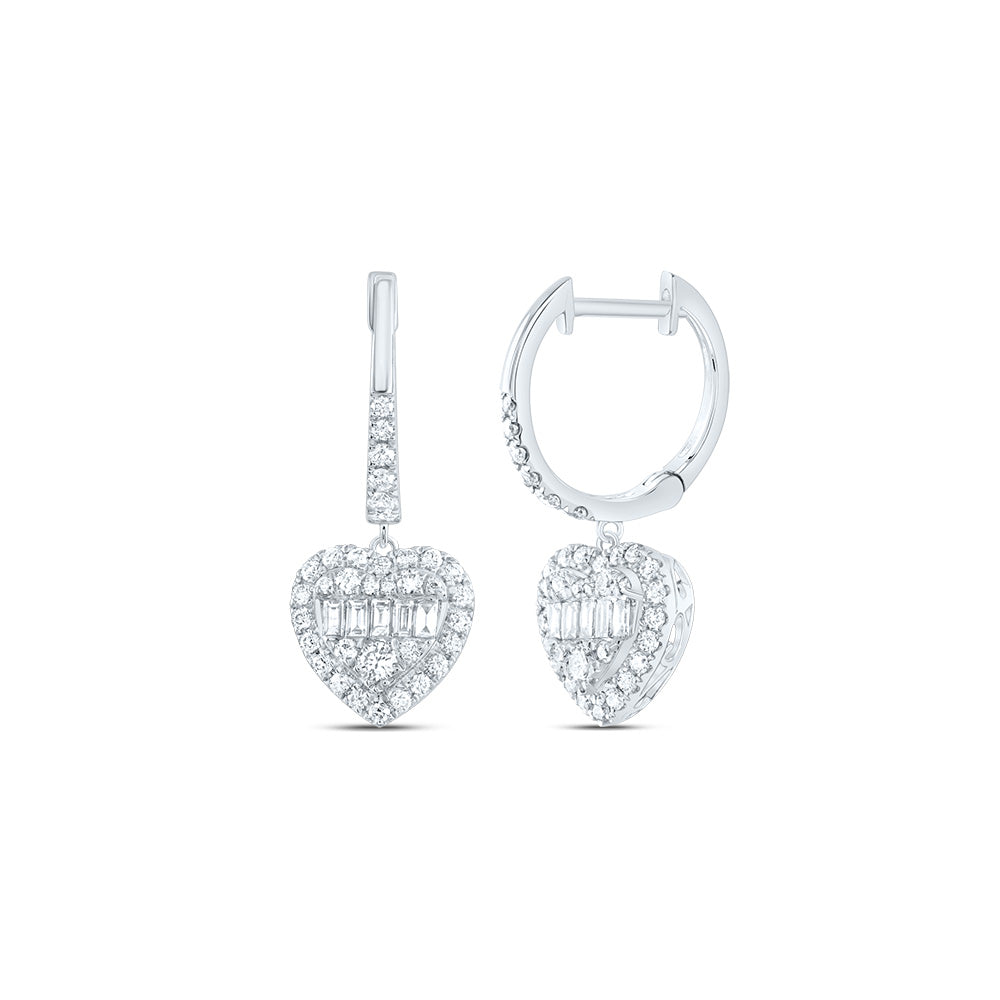 3/4Ctw-Nat Dia Ana M Fashion Heart Dangling Earring