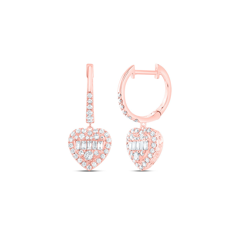 3/4Ctw-Nat Dia Ana M Fashion Heart Dangling Earring