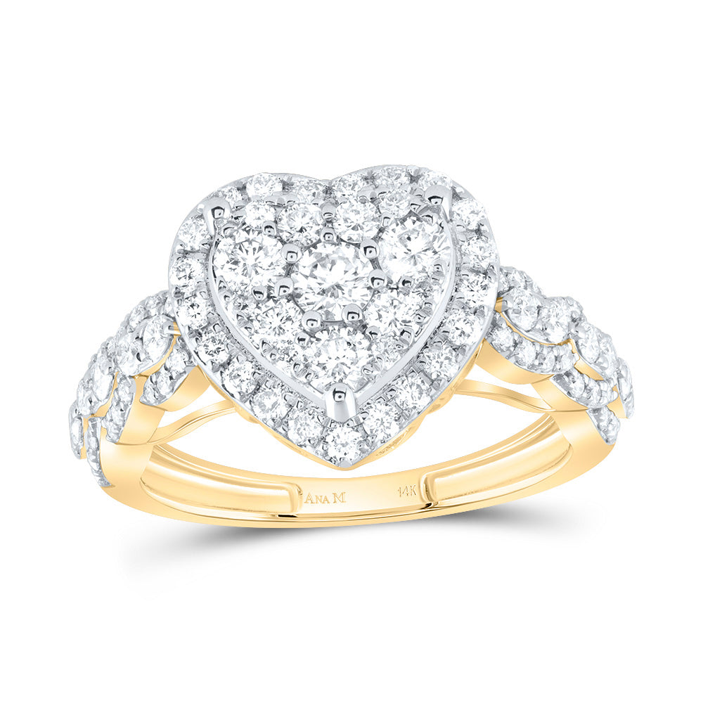 1 1/3Ctw-Nat Dia Ana M Heart Single Halo Engaement Ring (3.57 grams)