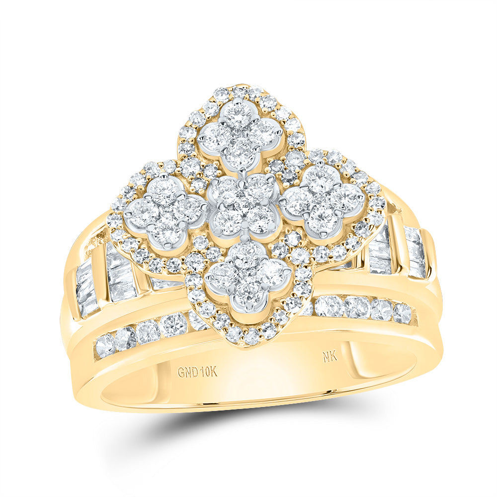 1 Ctw-Nat Dia Nk Fashion Clover Ring (5.26 grams)