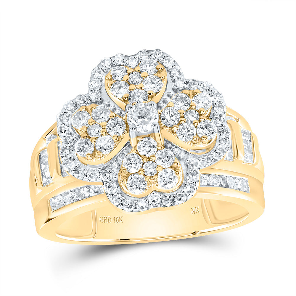 1 3/8Ctw-Dia Nk Fashion Heart Clover Ring (5.58 grams)