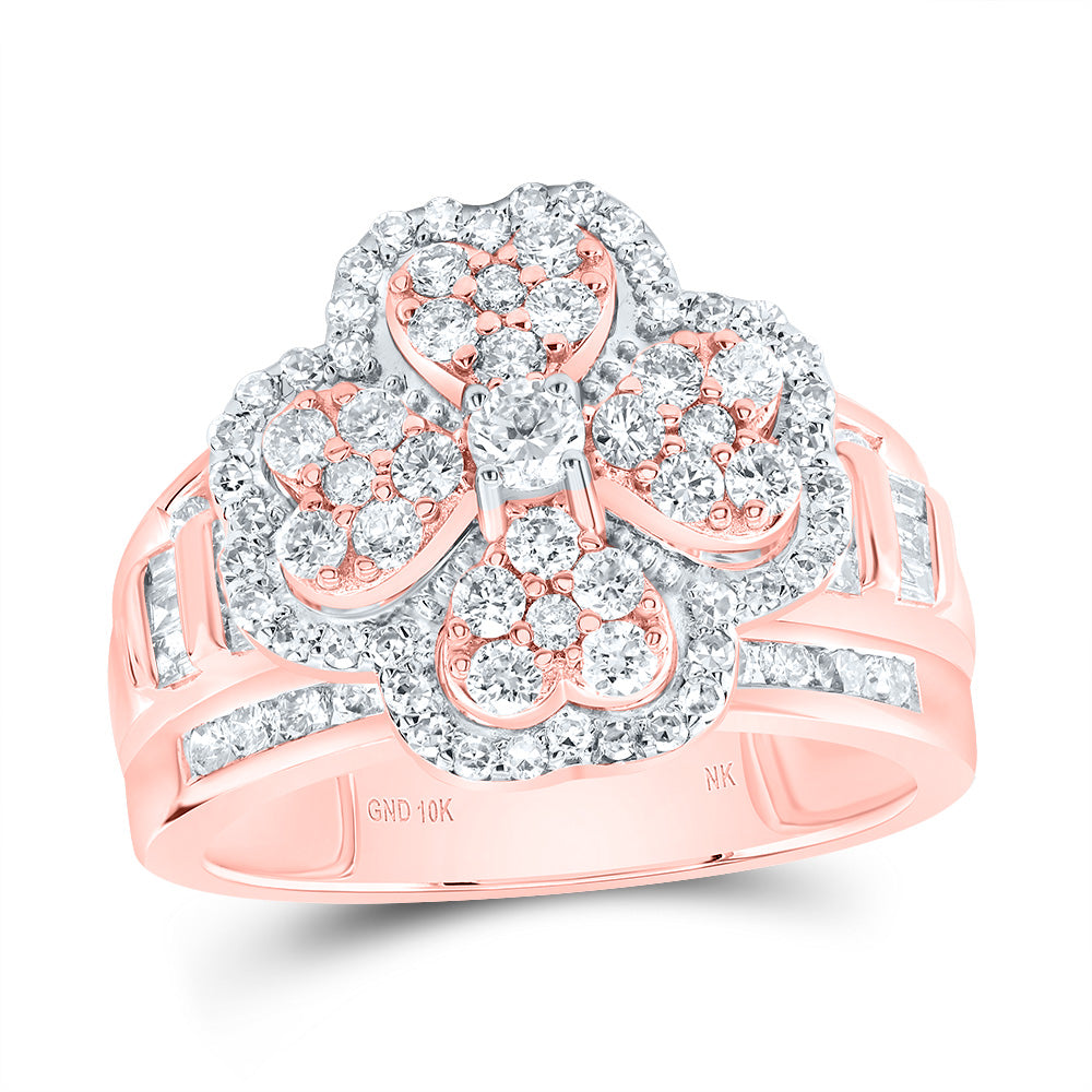 1 3/8Ctw-Dia Nk Fashion Heart Clover Ring (5.29 grams)