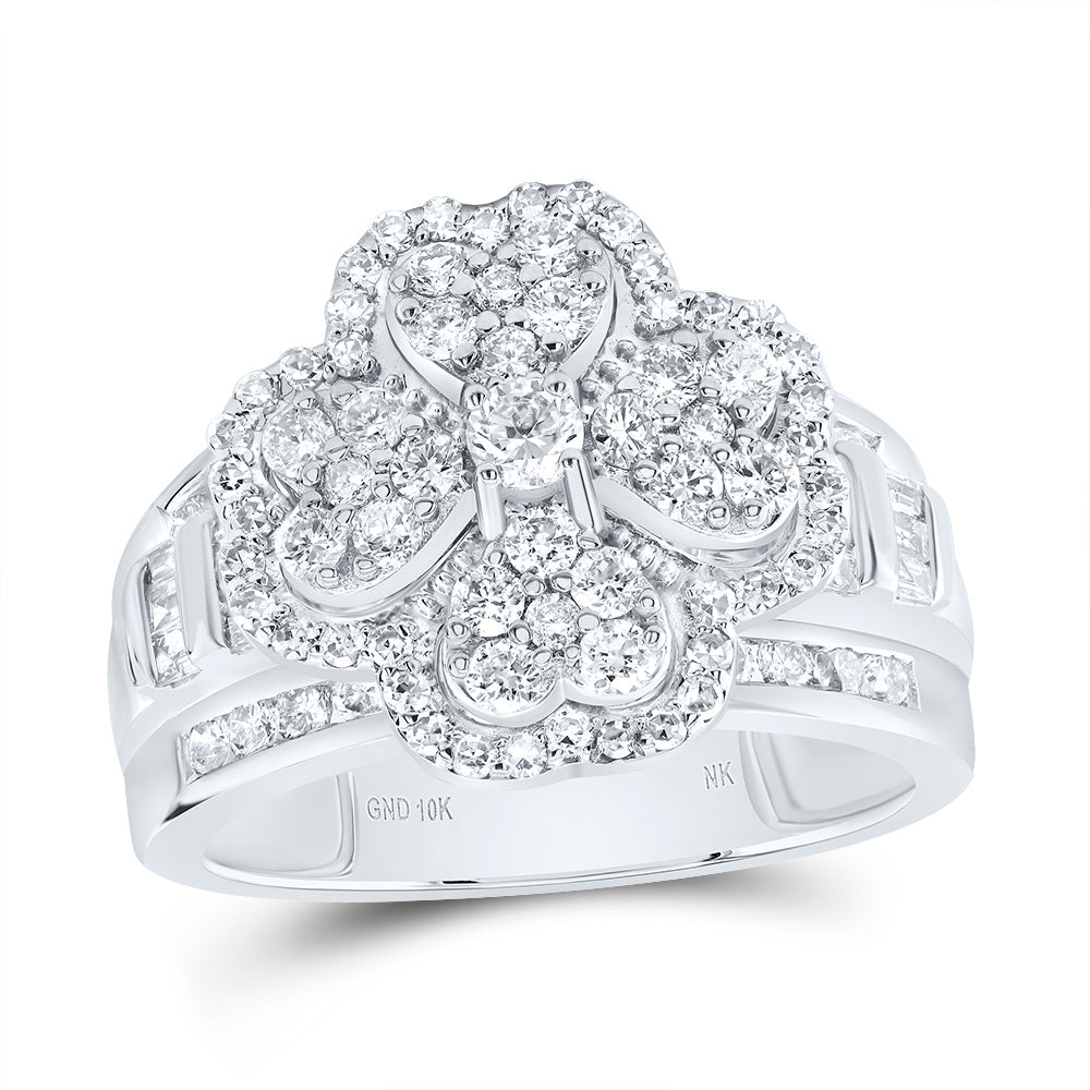 1 3/8Ctw-Dia Nk Fashion Heart Clover Ring (5.88 grams)