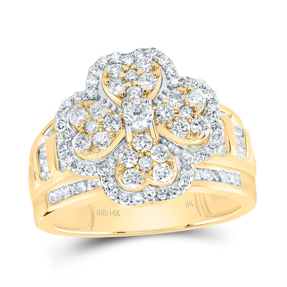 1 3/8Ctw-Dia Nk Fashion Heart Clover Ring (6.16 grams)