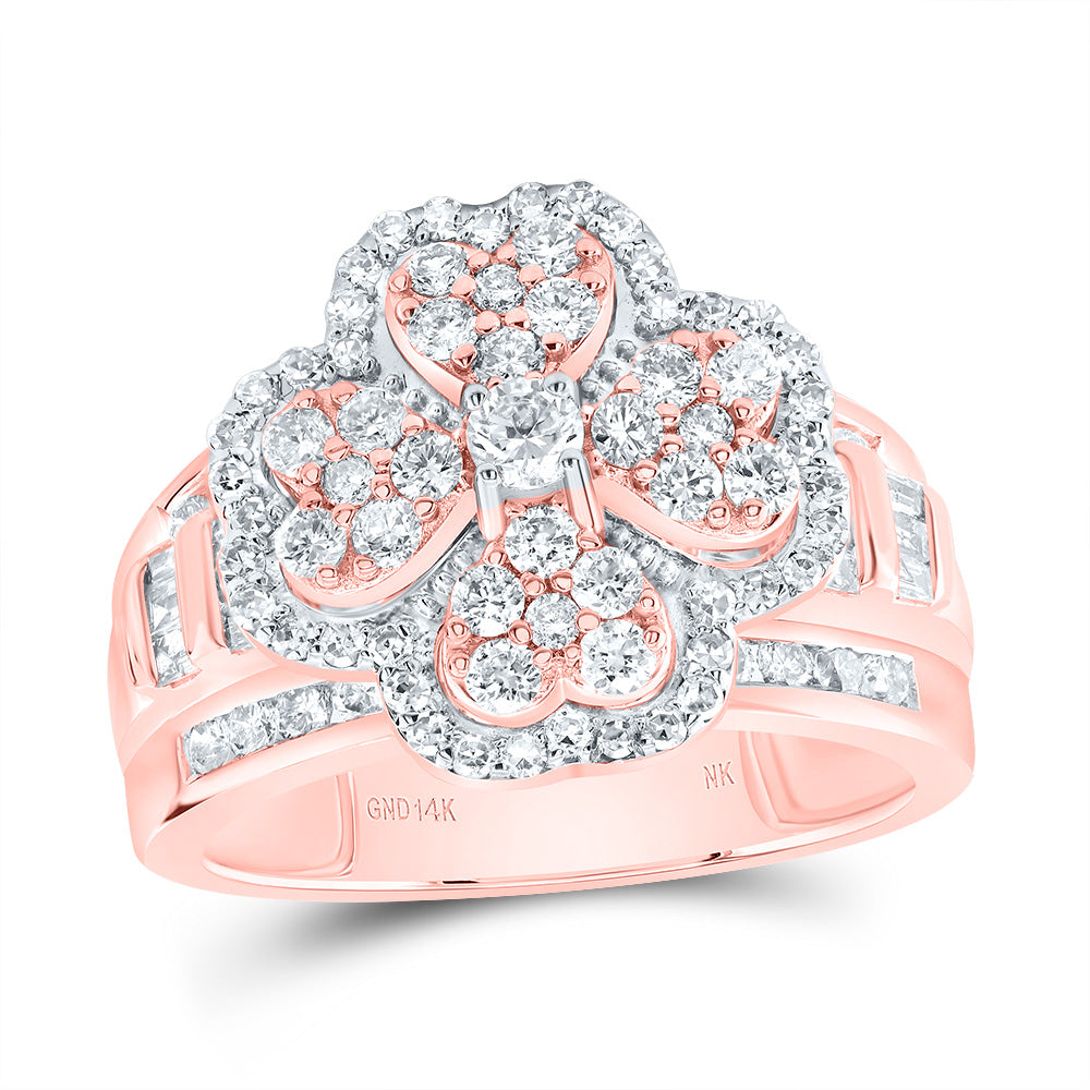 1 3/8Ctw-Dia Nk Fashion Heart Clover Ring (6.31 grams)