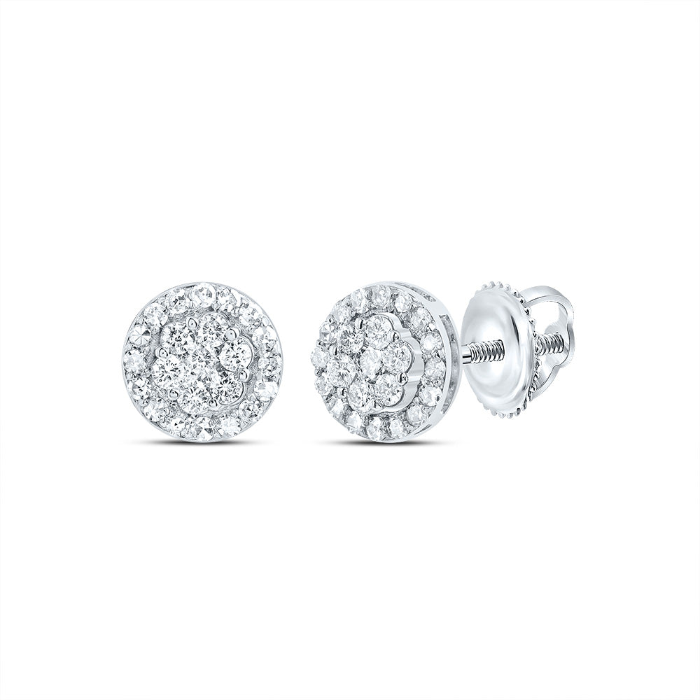 1/2Ctw Dia Nk Round Flower Stud Earring