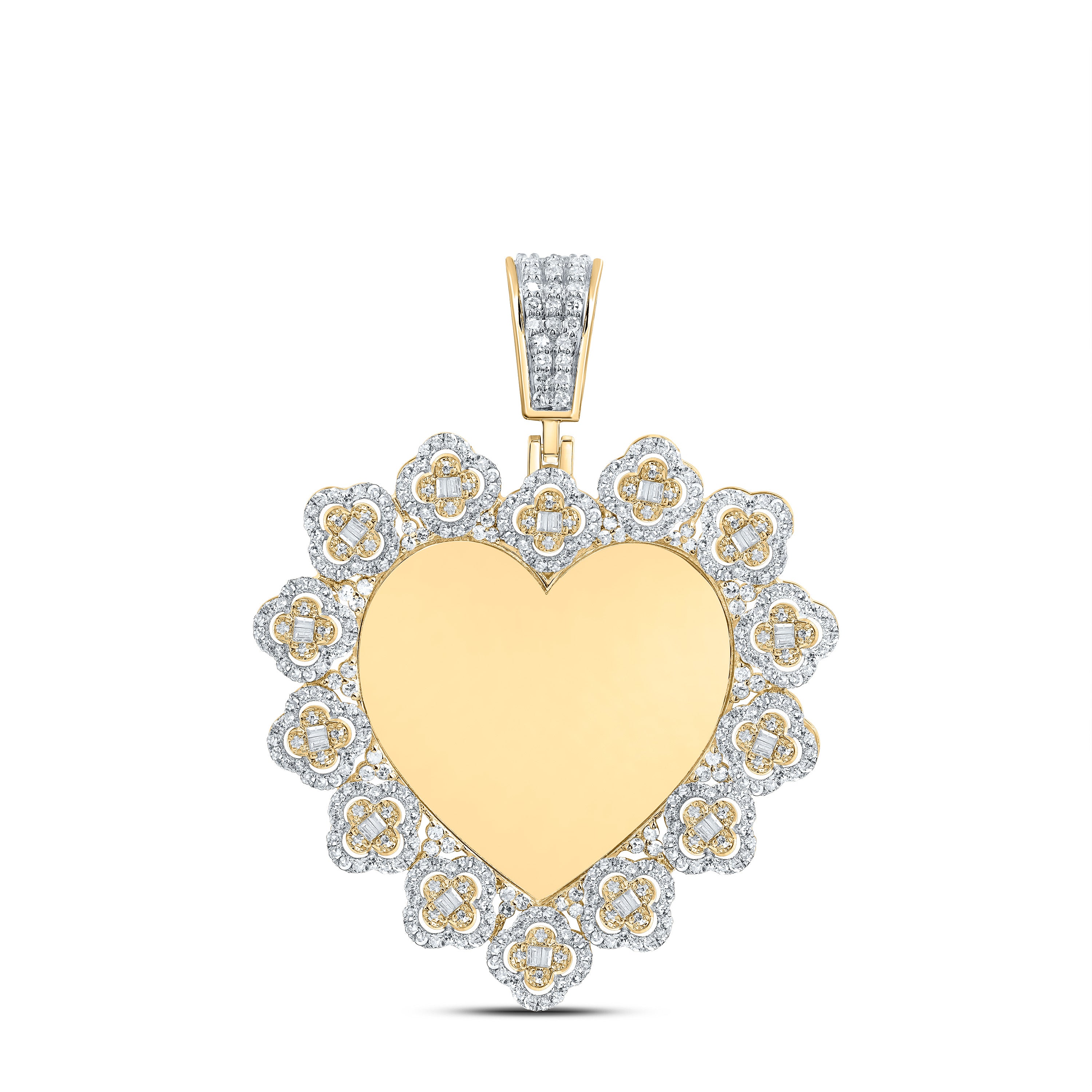 1 1/2Ctw-Nat Dia Nk Fanuk Memory Heart Clover Mens Charm (5.78 grams)