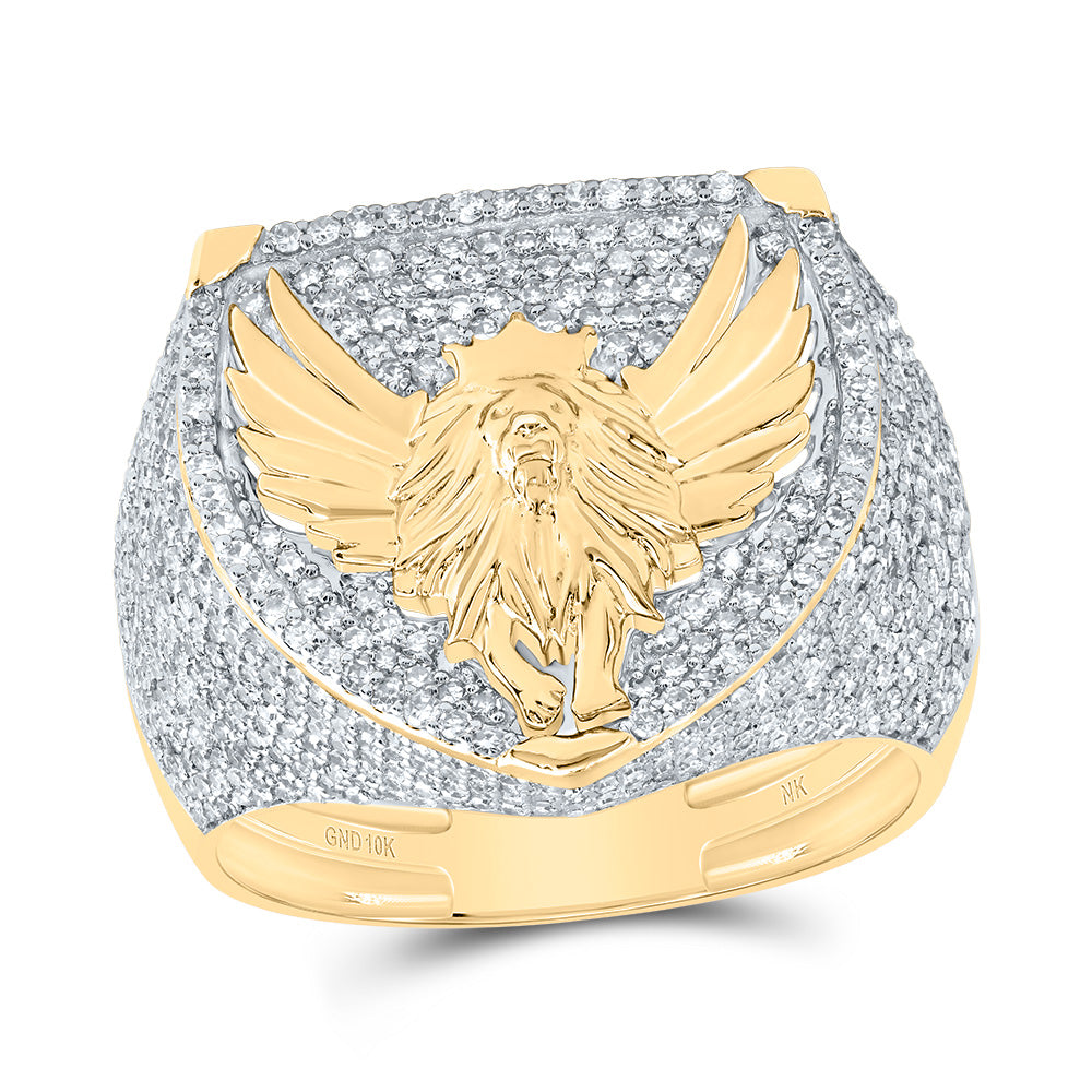 1 7/8Ctw-Dia Nk Lion Mens Ring (8.37 grams)