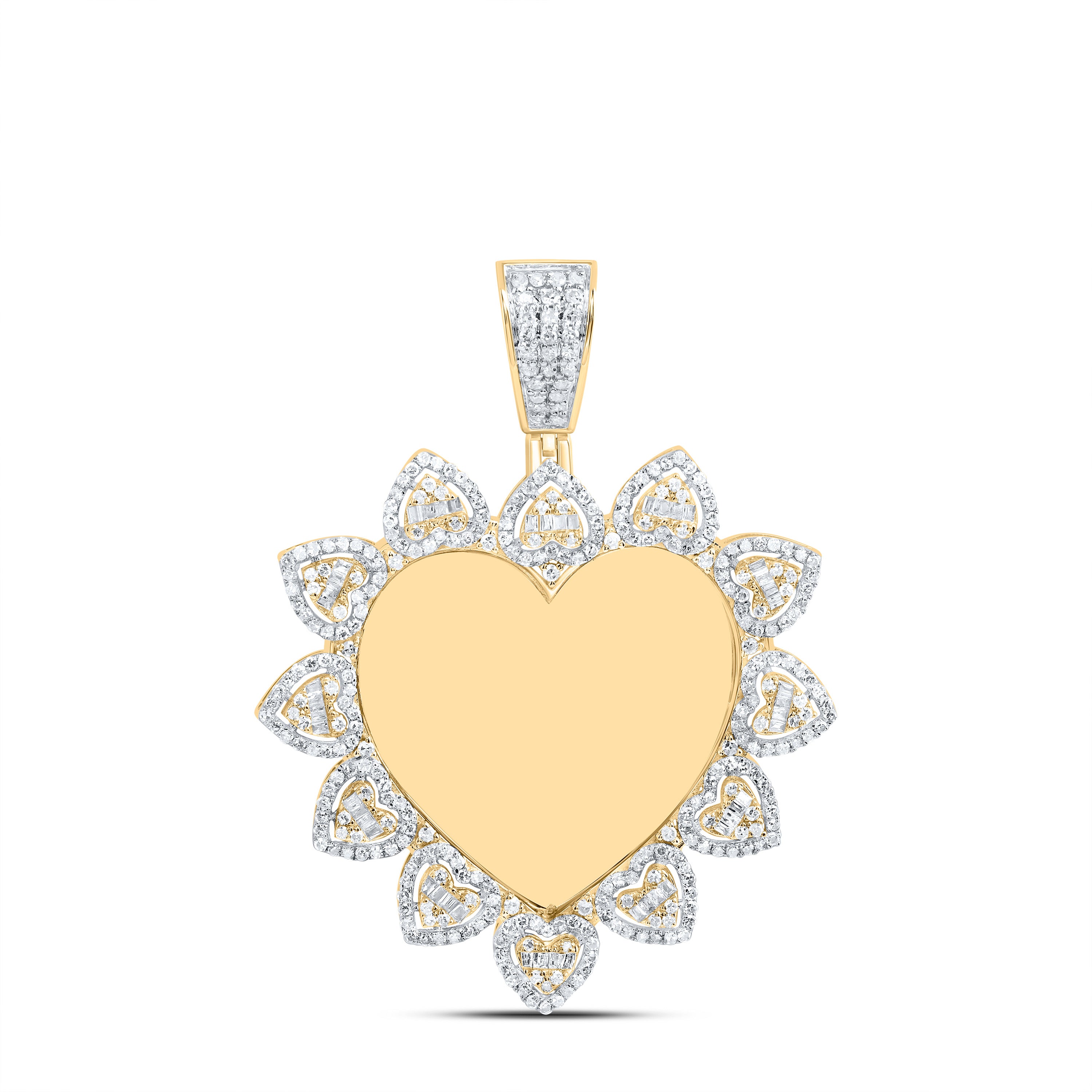 1 1/3Ctw-Nat Dia Nk Fanuk Memory Heart Mens Charm (5.528 grams)