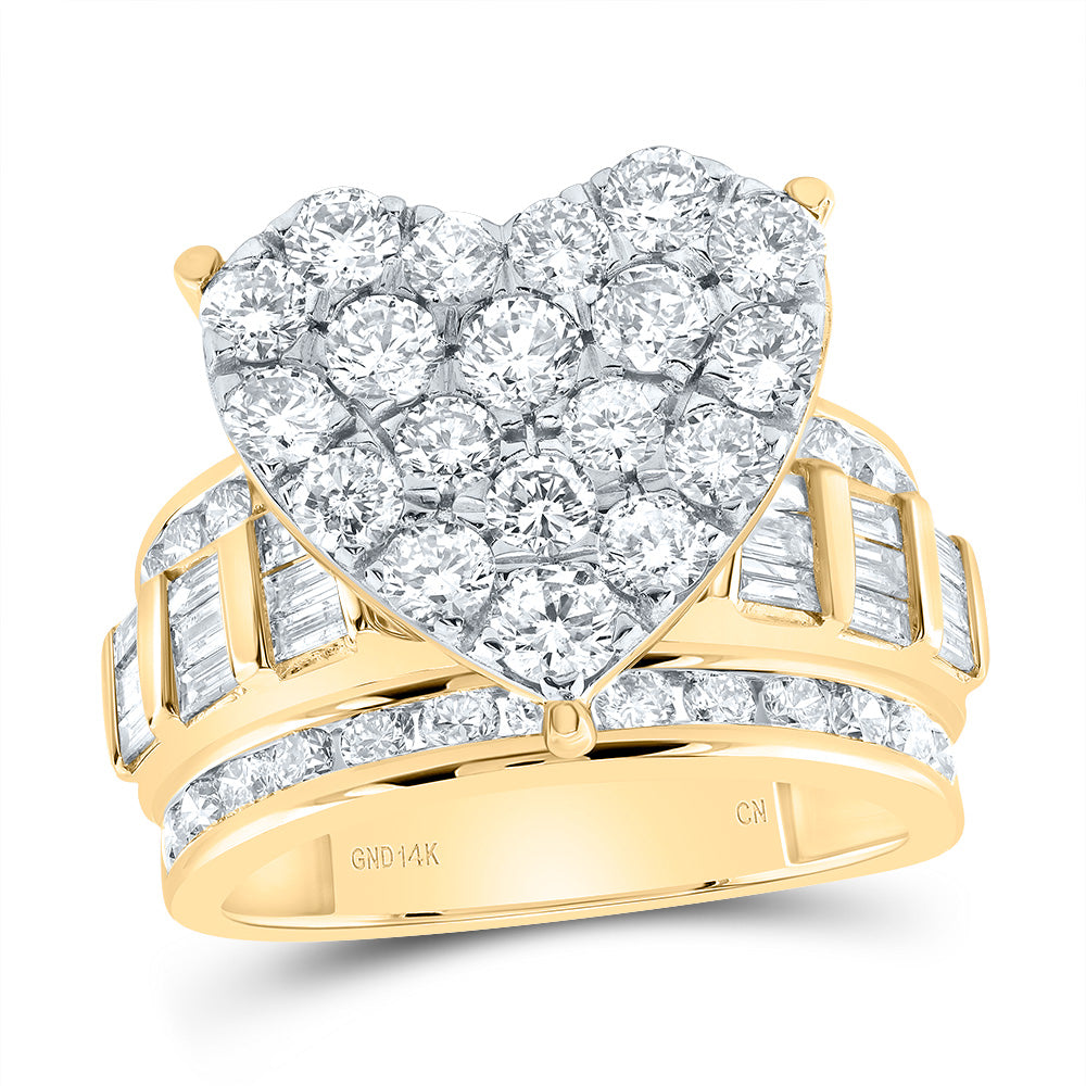 3Ctw-Nat Dia Cn Fashion Heart Ring (7.64 grams)
